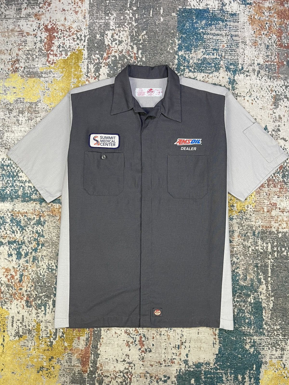 NASCAR Vtg Redkap AmsOil 2 Tone Ripstop Work Shirt Size US XL / EU 56 / 4 - 1 Thumbnail