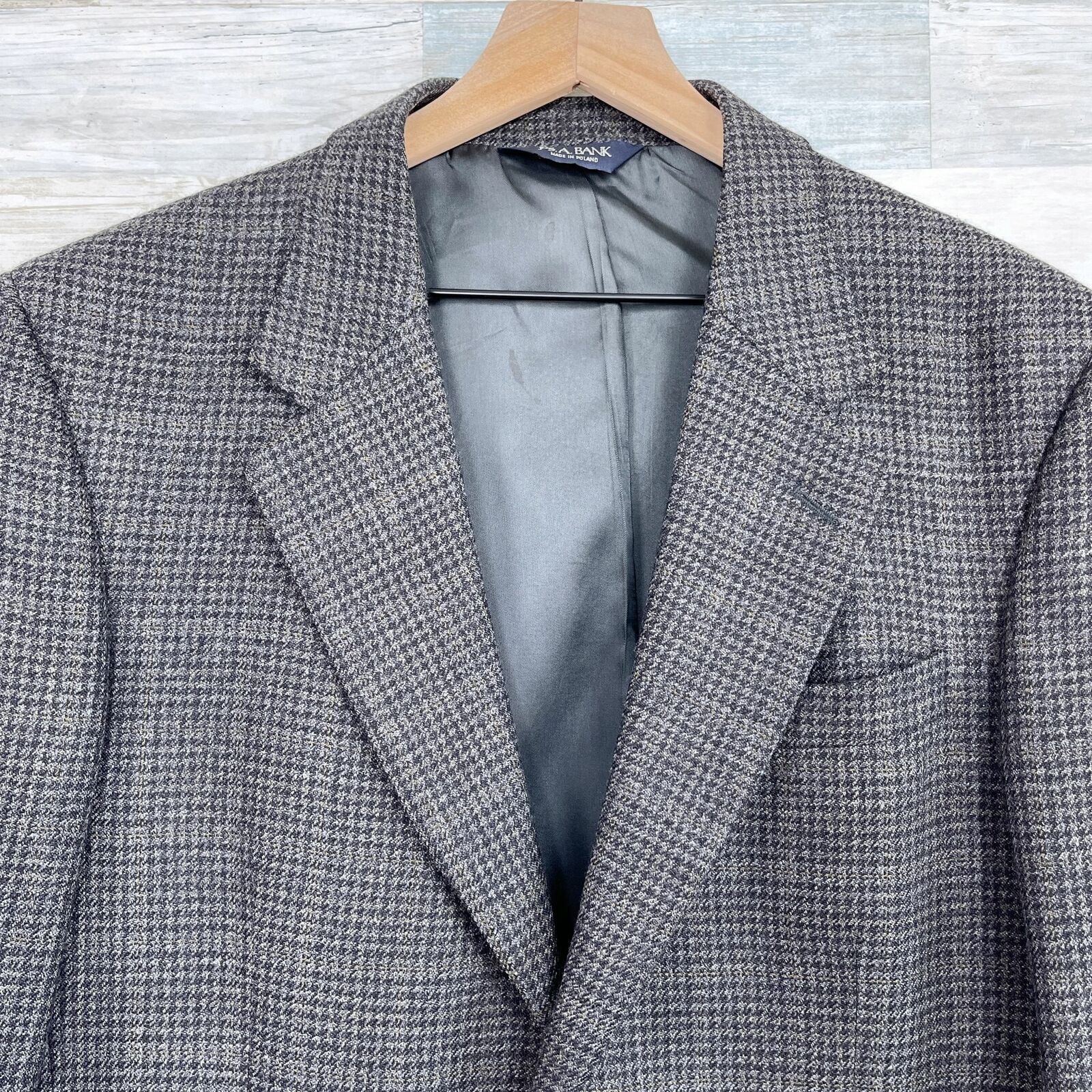 Other Jos A Bank Wool Tweed Sport Coat Gray Glen Check Mens 39R Size 38R - 2 Thumbnail