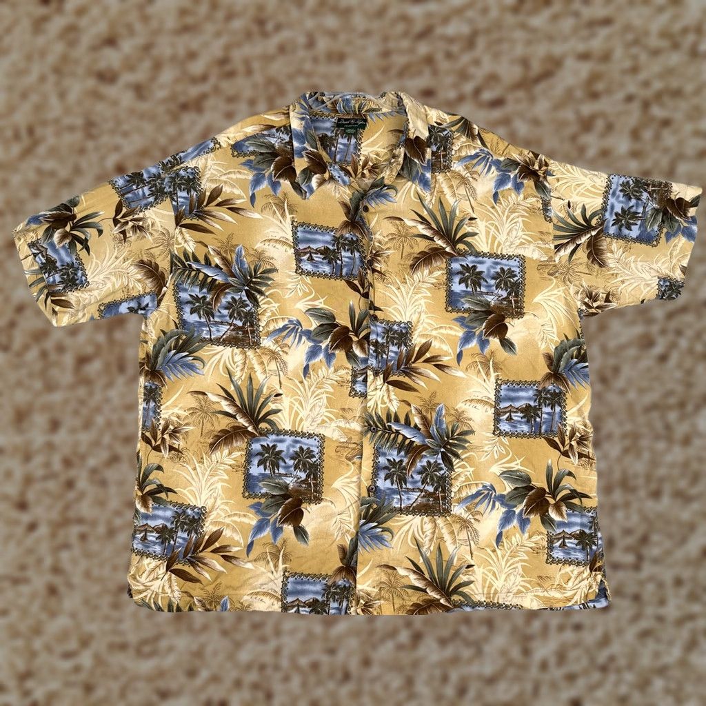Vintage David Taylor Collection Shirt Mens 4XL Beige Hawaiian Short Sleeve Button Up Size US XXL / EU 58 / 5 - 1 Thumbnail