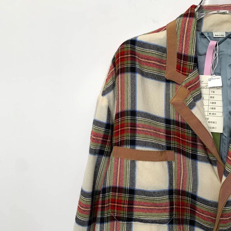 Gucci Gucci Color-blocked plaid wool lapel single-breasted long- Size US M / EU 48-50 / 2 - 3 Thumbnail