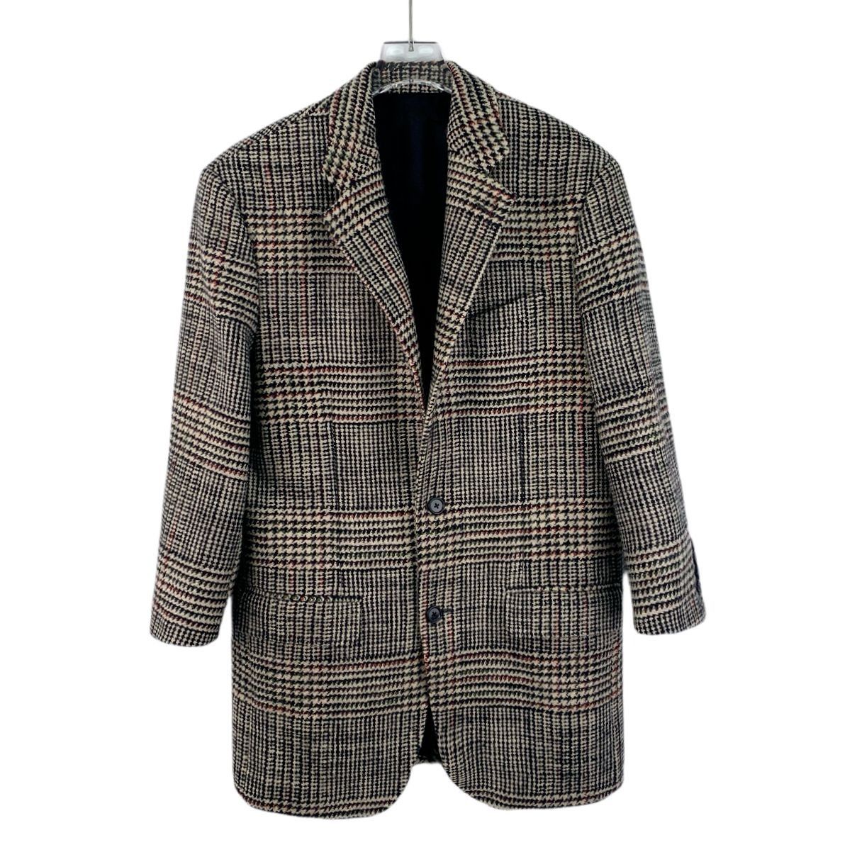 Celine Celine Grey Checkered Wool Lapel Single-Breasted Long-Sleeve Size XS / US 0-2 / IT 36-38 - 1 Thumbnail