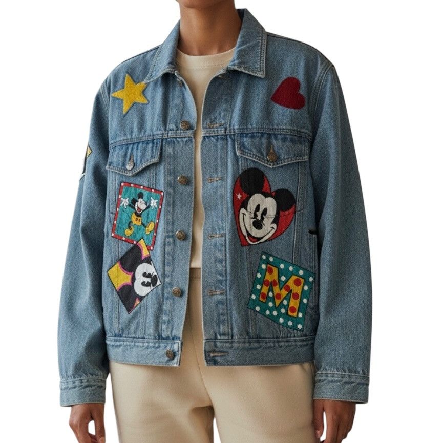 Disney Vintage Disney & Co. Mickey Mouse theme patched denim jacket Size S / US 4 / IT 40 - 2 Thumbnail