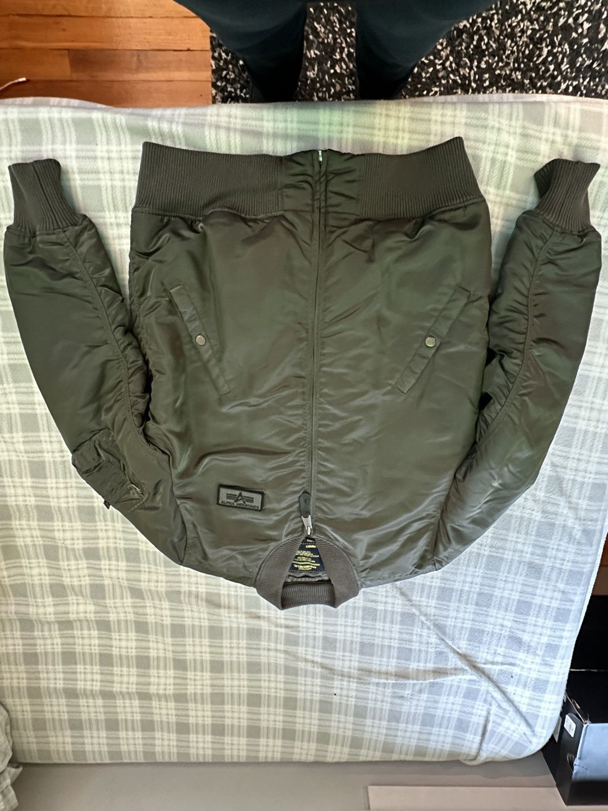 Image of Alpha Industries Green Bomber Jacket, Men's (Size XL)