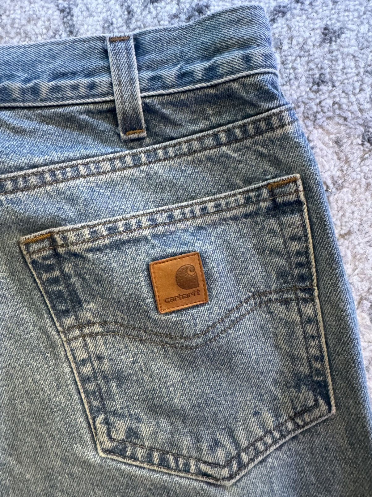 Carhartt × Vintage Vintage Carhartt Light Blue Denim Jeans B460 Size US 33 - 3 Thumbnail