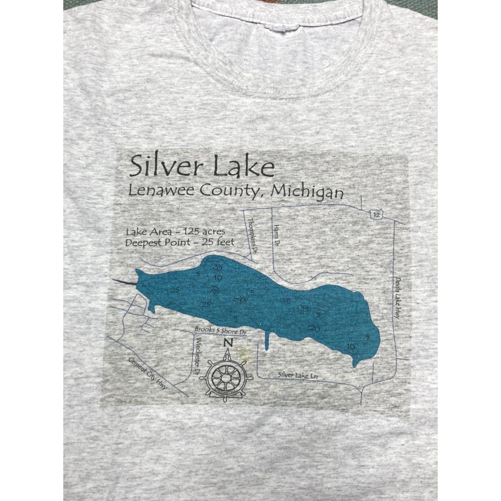 Vintage VINTAGE Michigan T-Shirt gray 90s Y2K Adult XL Lake Michigan graphic Mens Size US XL / EU 56 / 4 - 2 Thumbnail
