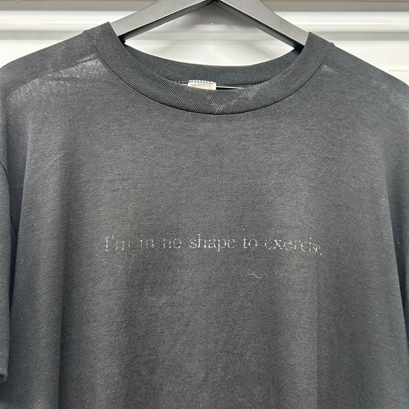 Other VTG 80s "I'm no shape to exercise" black cotton t-shirt tee Size US XL / EU 56 / 4 - 2 Thumbnail