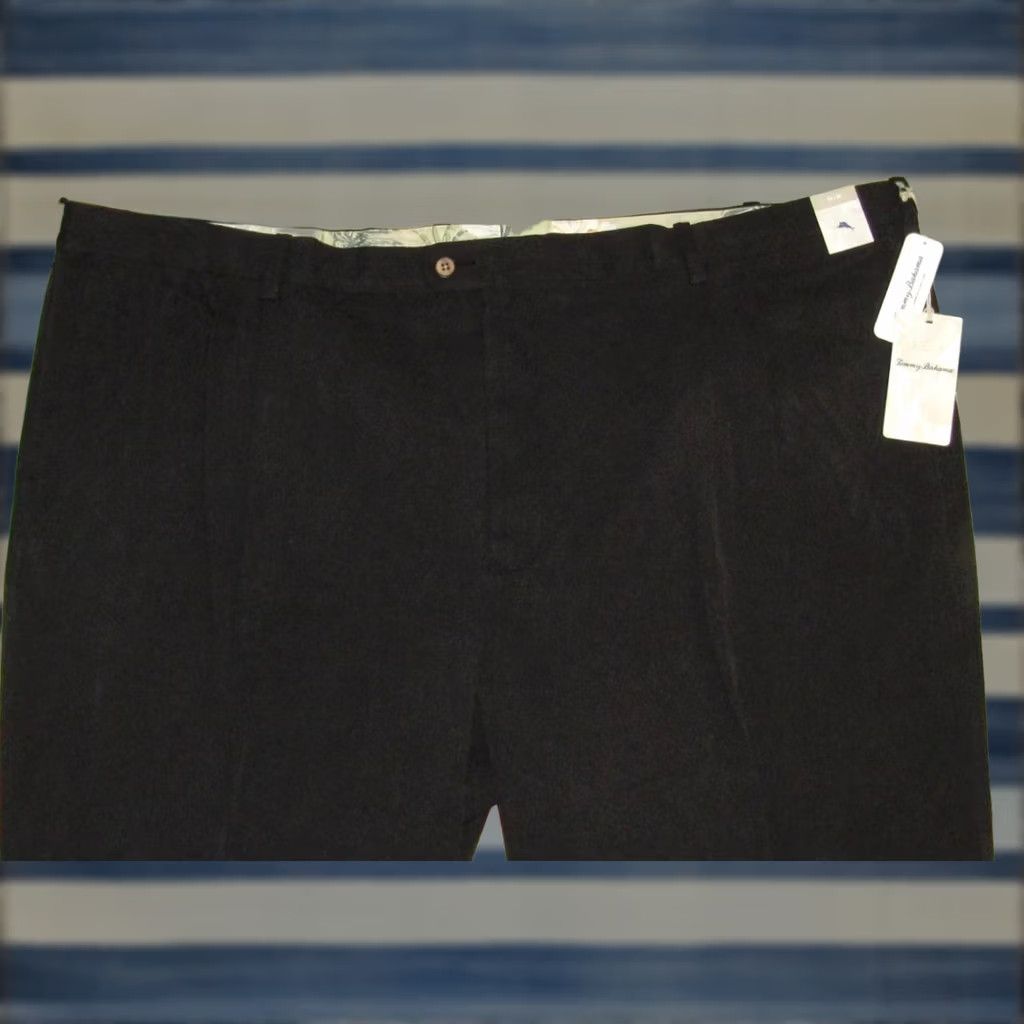 Tommy Bahama VINTAGE 50 TOMMY BAHAMA New St Thomas Dbl Pleated Black Pants 54 x 30 NWT Size US 38 / EU 54 - 1 Thumbnail