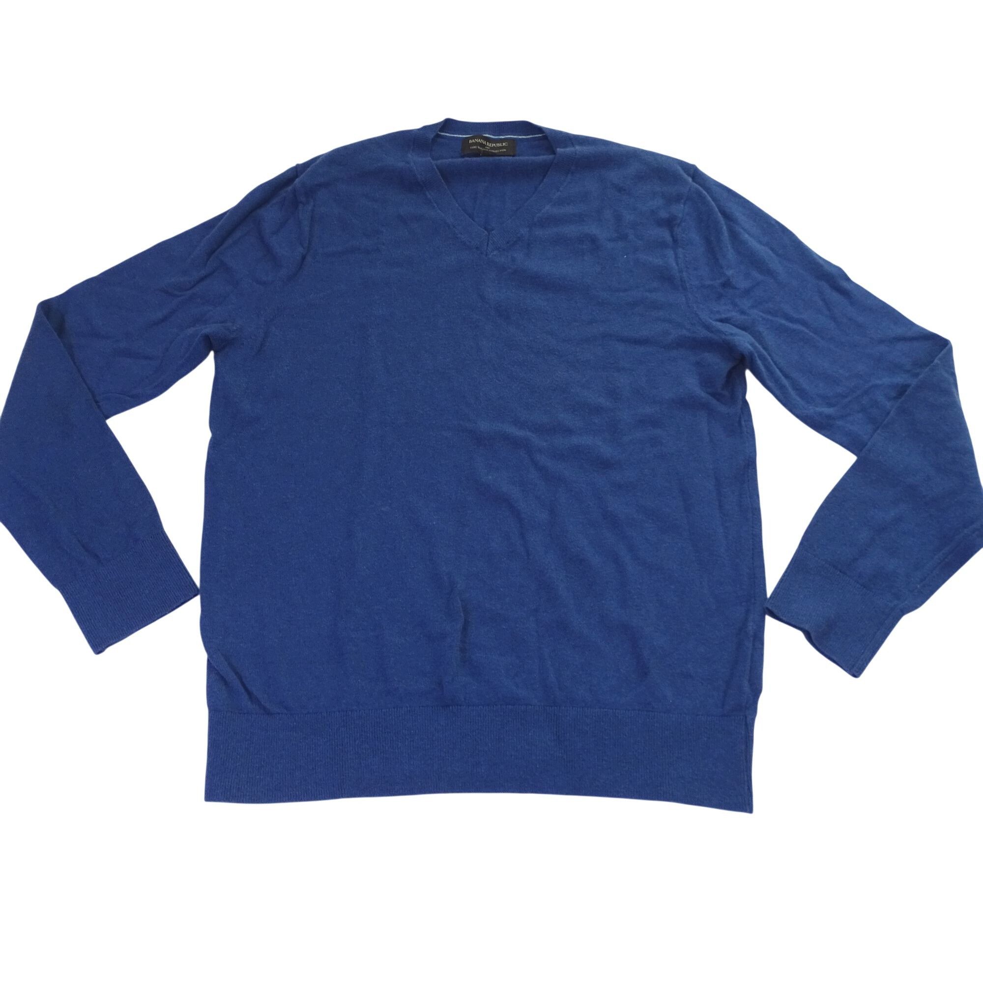 Banana Republic Banana Republic Luxe Sweater Men Blue V-Neck Pullover Size M Size US M / EU 48-50 / 2 - 1 Thumbnail