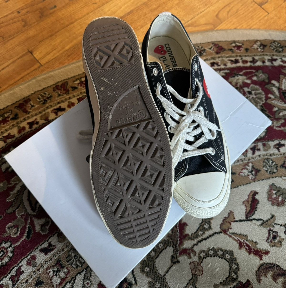 Comme des Garcons × Comme des Garcons PLAY × Converse Comme de Garçons Play x Chuck 70 Low “black” Size US 11 / EU 44 - 3 Thumbnail