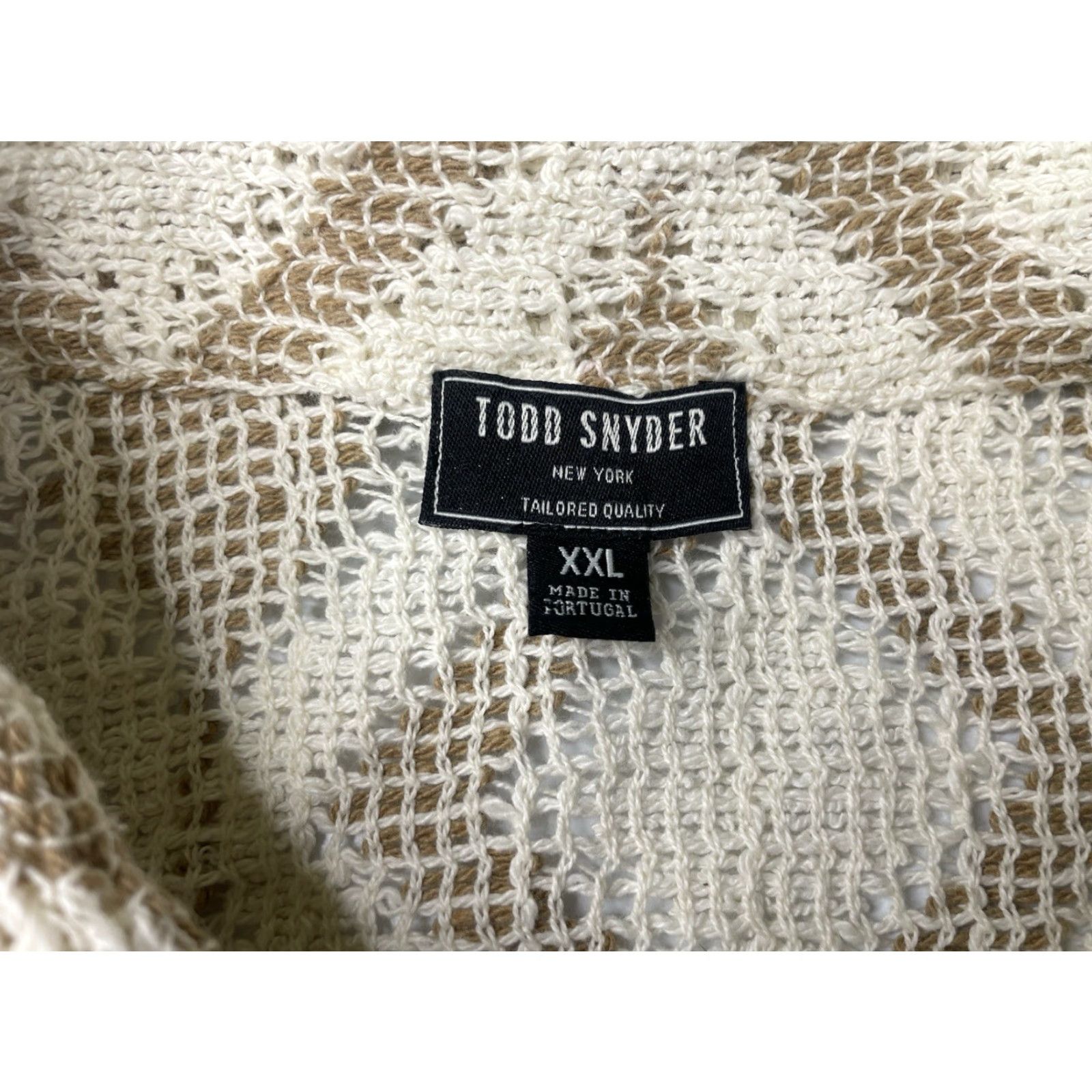 Todd Snyder Todd Snyder Men Shirt Button-Up Beiges Diamond Open Knit 2XL Short Sleeve Cotton Blend Cabana Button-Down Mens XXL Size US XXL / EU 58 / 5 - 3 Thumbnail