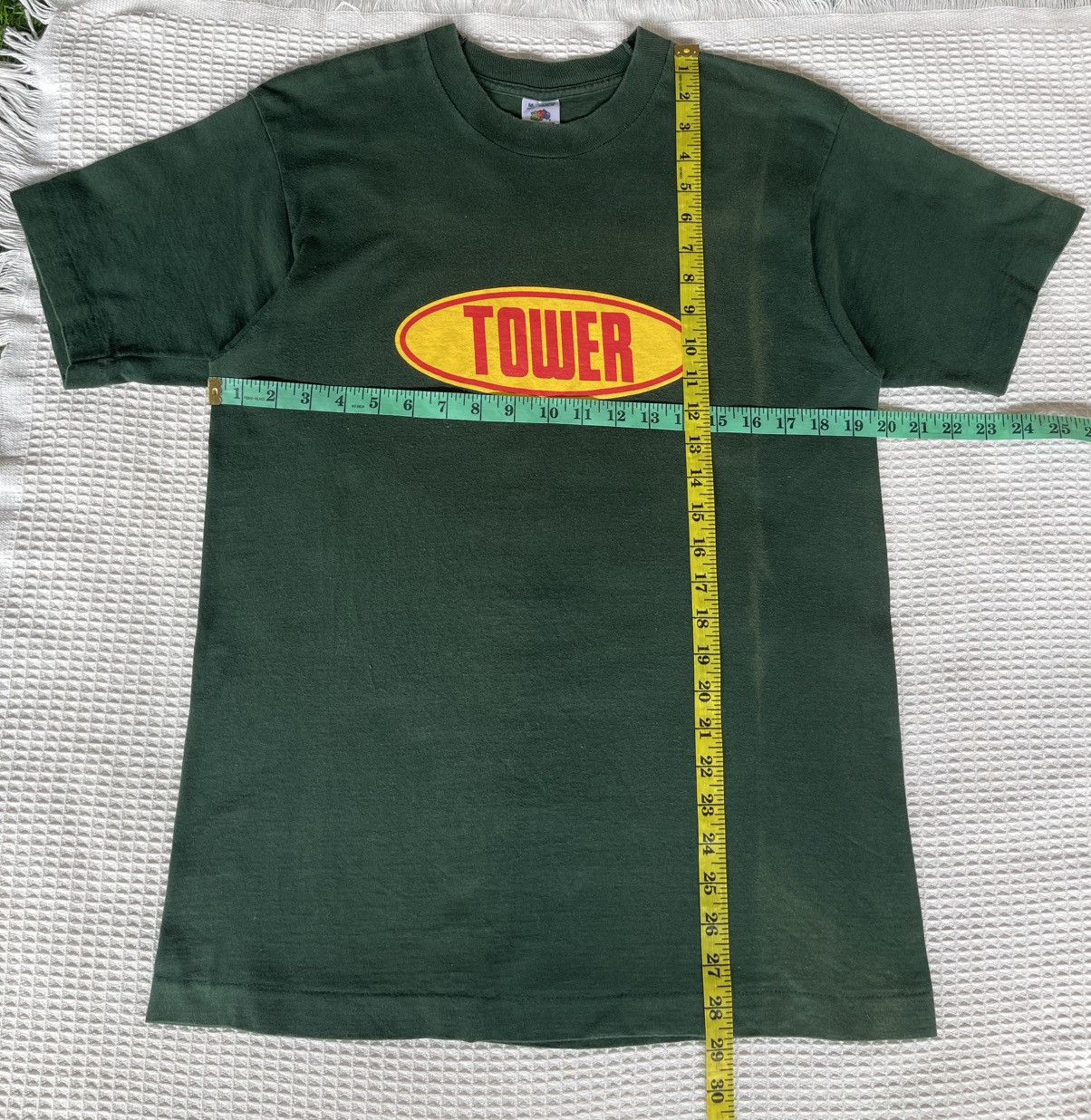Band Tees Vintage 90’s ROCK BAND💢TOWER RECORDS💢Sun Faded Green Tshirt Size US M / EU 48-50 / 2 - 10 Thumbnail