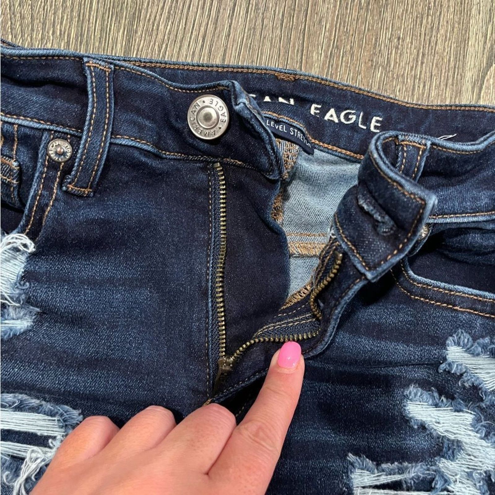 American Eagle Outfitters American Eagle Hi-Rise Shortie Shorts Next Level Blue Size 2 Size 26" / US 2 / IT 38 - 6 Thumbnail