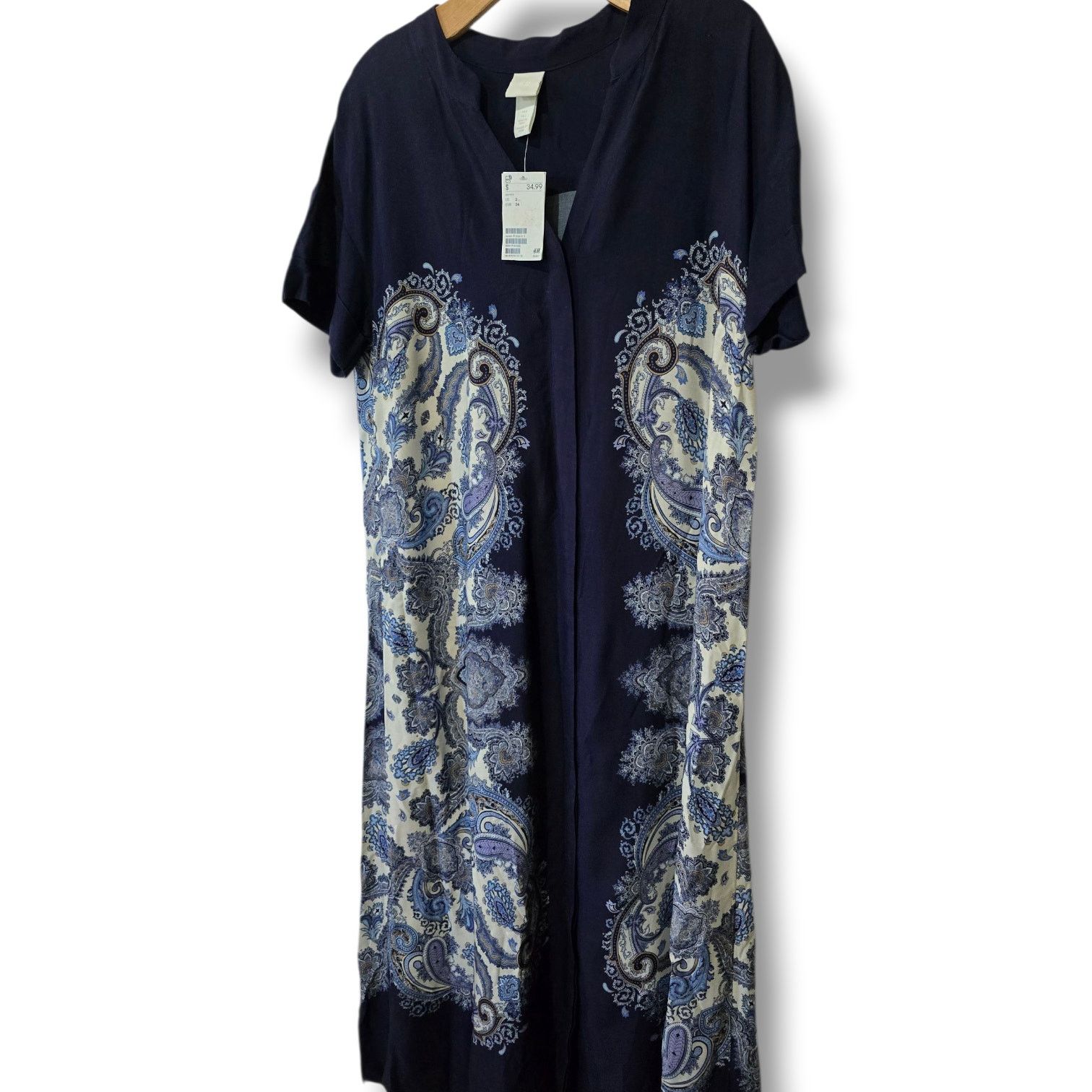H&M H&M Women’s Blue Short Sleeve Button-Down Midi Dress Size 2 Size XS / US 0-2 / IT 36-38 - 4 Thumbnail