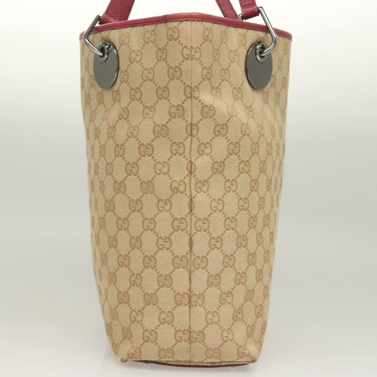 Gucci GUCCI GG Canvas Tote Bag Beige Silver Size ONE SIZE - 5 Thumbnail