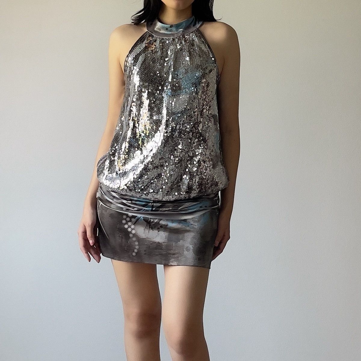 Other Frederick’s of Hollywood 90s Sequin Halter Mini Dress (M–L) Size L / US 10 / IT 46 - 5 Thumbnail