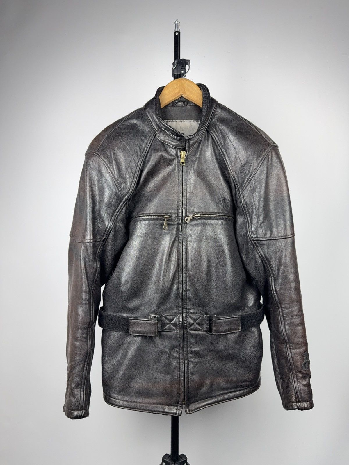Genuine Leather 90s AJS Biker Moto Leather Motorcycle Jacket Armor Size 50 Size US M / EU 48-50 / 2 - 1 Thumbnail