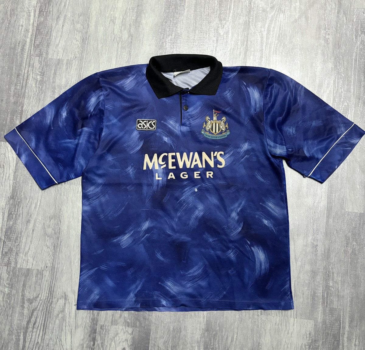 image of Asics x Soccer Jersey Vintage Newcastle 1994 Away Kit in Blue, Men's (Size XL)