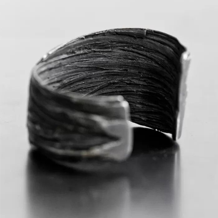 DETAJ Detaj Distressed Hair Texture 925 2-Tone Silver Bracelet Size ONE SIZE - 3 Thumbnail