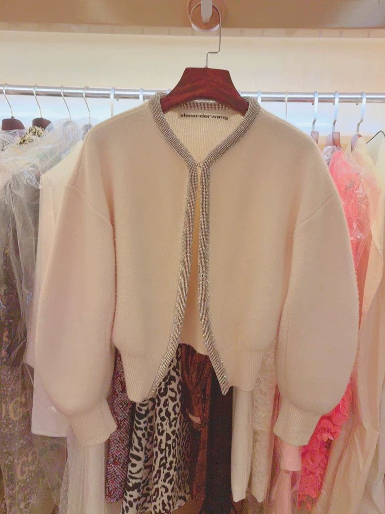 Alexander Wang Alexander Wang Crystal Trim White Sweater Coat Size XS / US 0-2 / IT 36-38 - 1 Thumbnail