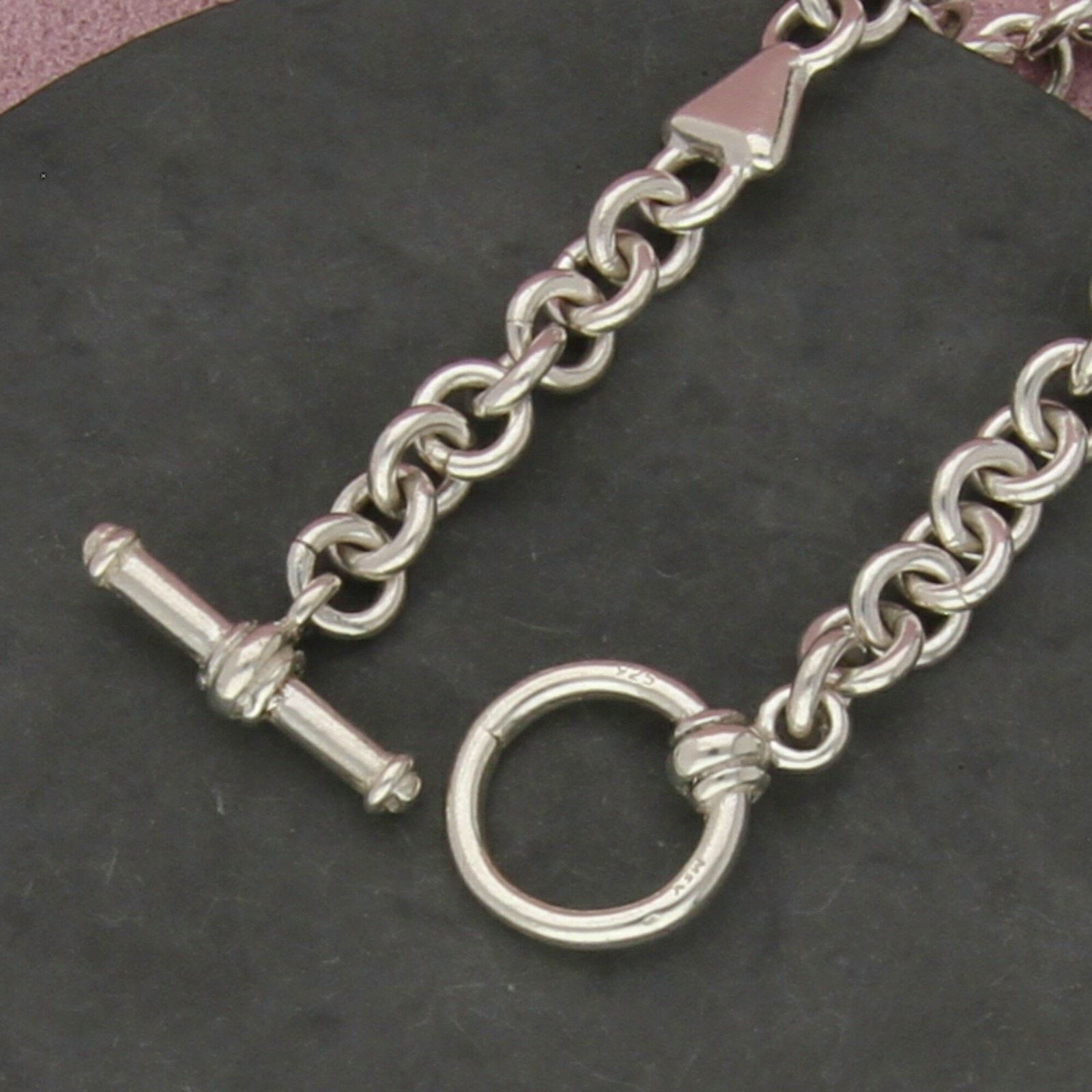 Sterling Silver sterling silver triangle cable chain toggle bracelet 7.5in Size ONE SIZE - 3 Thumbnail