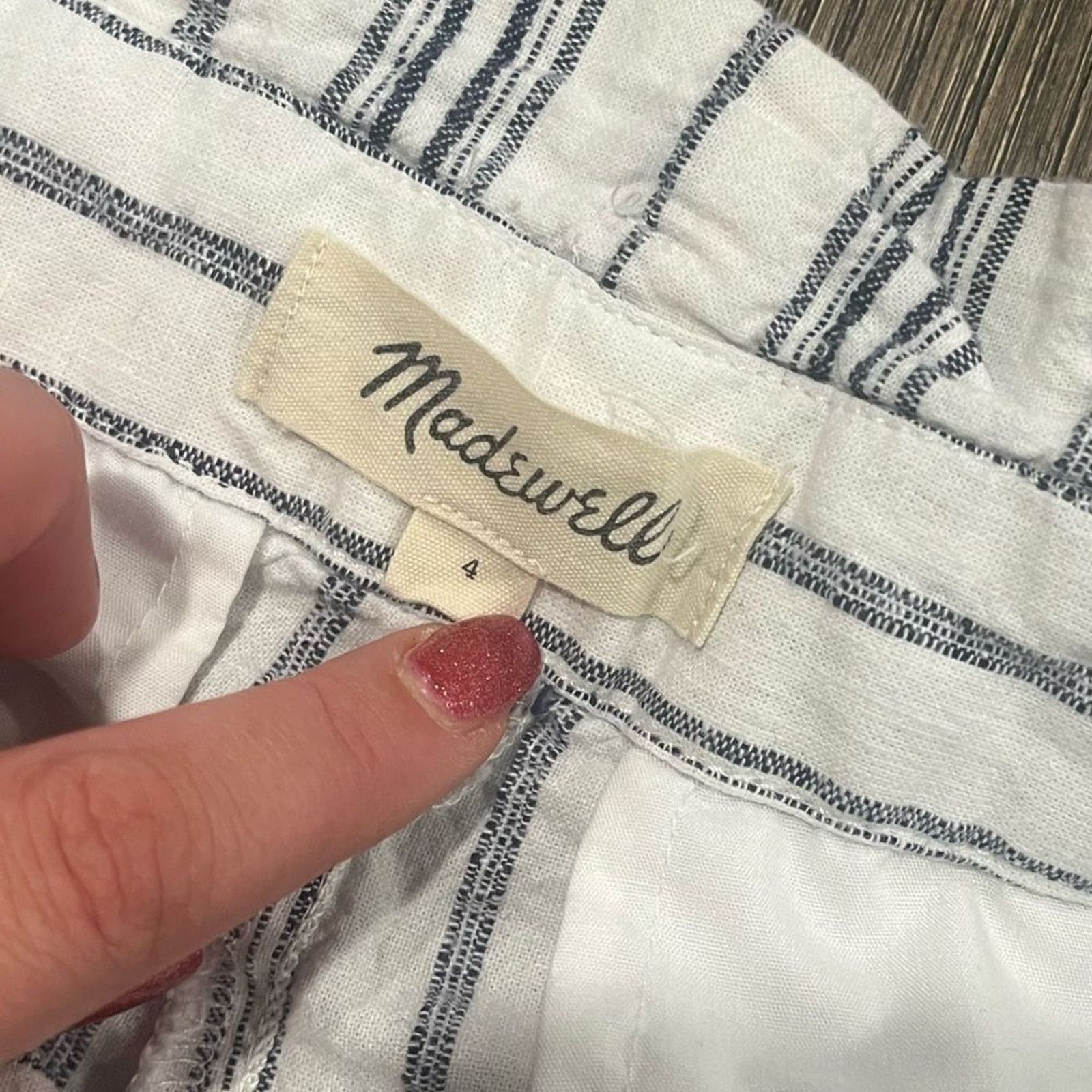 Madewell Madewell Linen Cotton Paperbag Pants White Striped Size 4 Size 27" / US 4 / IT 40 - 8 Thumbnail