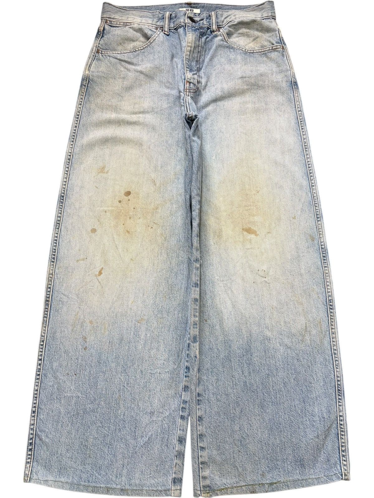 Lemaire × Uniqlo Vintage Uniqlo Lemaire Mud Wash Distress Baggy Jeans Size US 31 - 1 Thumbnail
