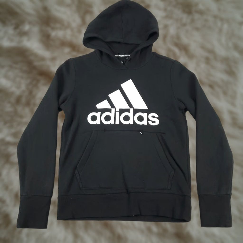 Adidas Adidas Hoodie Womens XS Black Logo Pullover Sweatshirt Ladies Size XS / US 0-2 / IT 36-38 - 1 Thumbnail