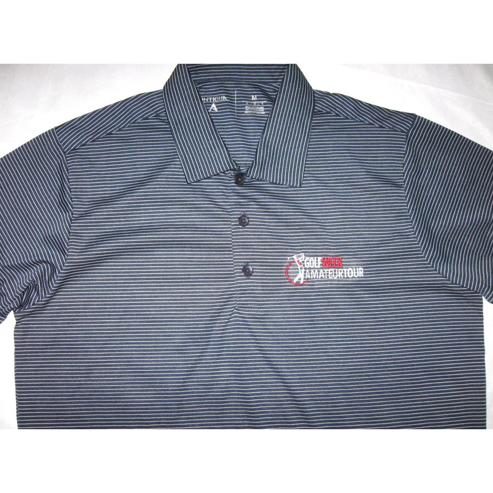 Vintage Antigua Golf Week Amateur Tour Polo Shirt Men's M Navy Blue Polo Mens Regular Short Sleeve Polyester Blended Easy Care Embroidered Shirt Golf Theme Size US M / EU 48-50 / 2 - 2 Thumbnail