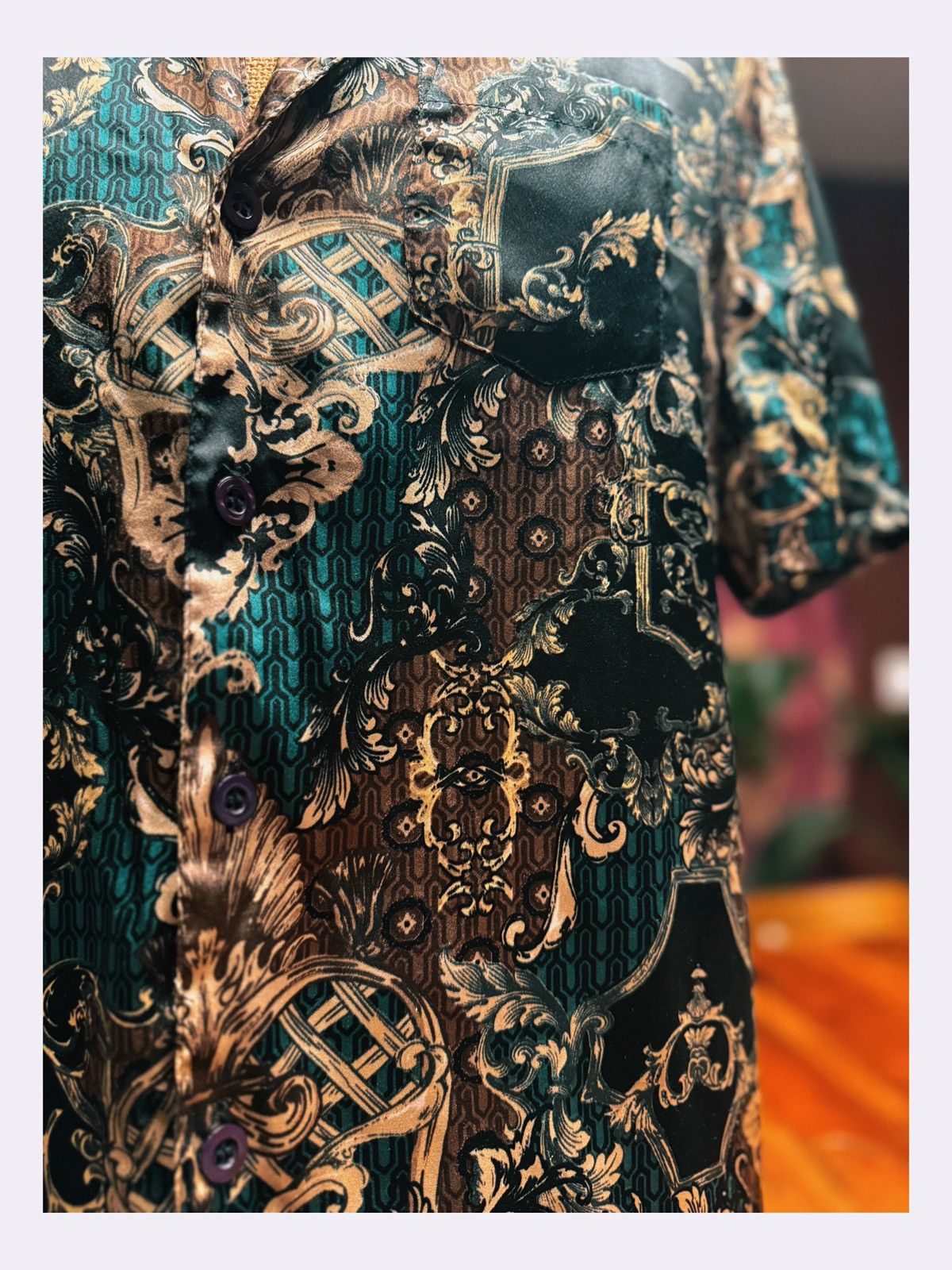 River Island Baroque Satin Pajama Set – Short Sleeve Top & Shorts Size US M / EU 48-50 / 2 - 3 Thumbnail