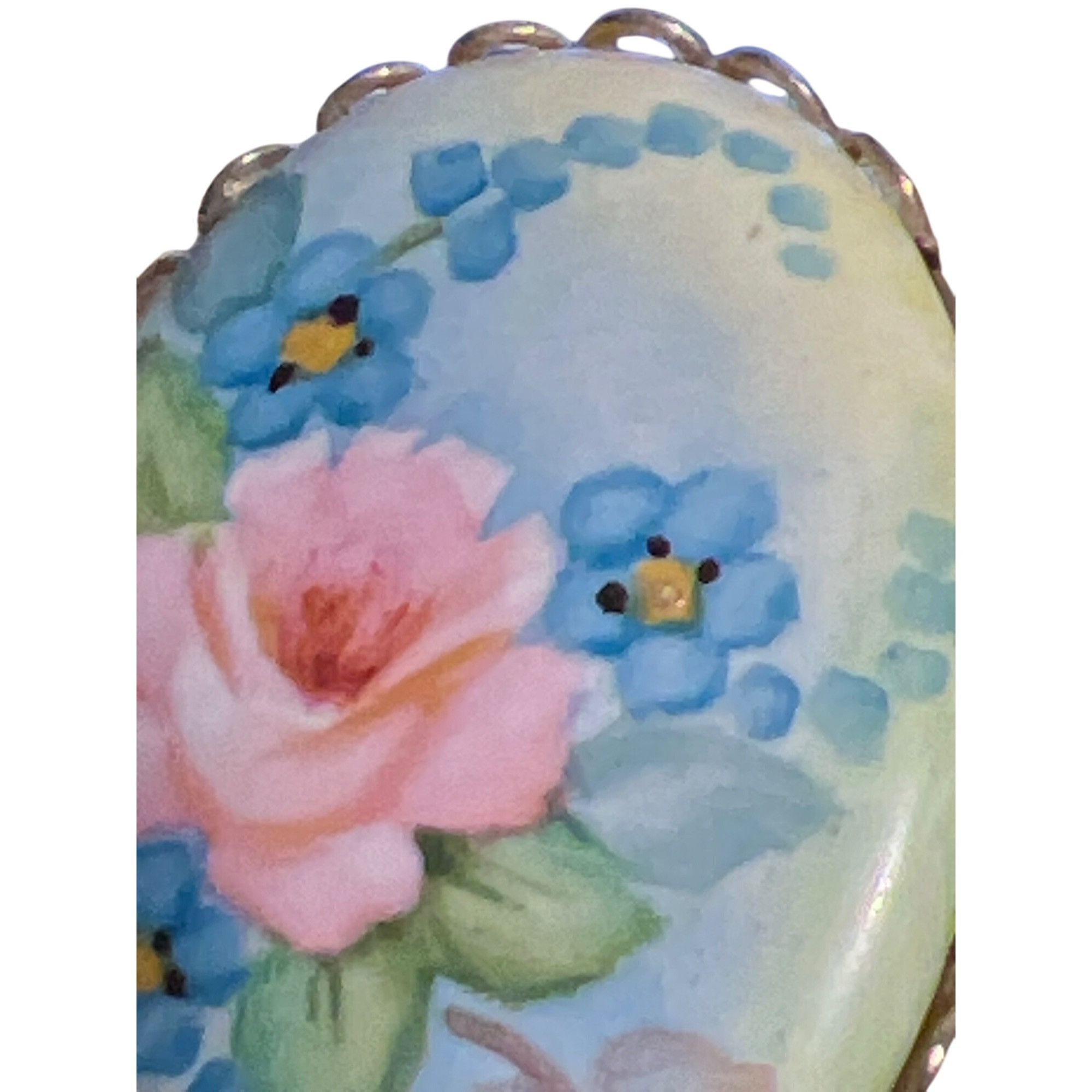 Other Vintage Floral Hand-Painted Brooch Pin Pink Blue Flowers Sca Size ONE SIZE - 3 Thumbnail