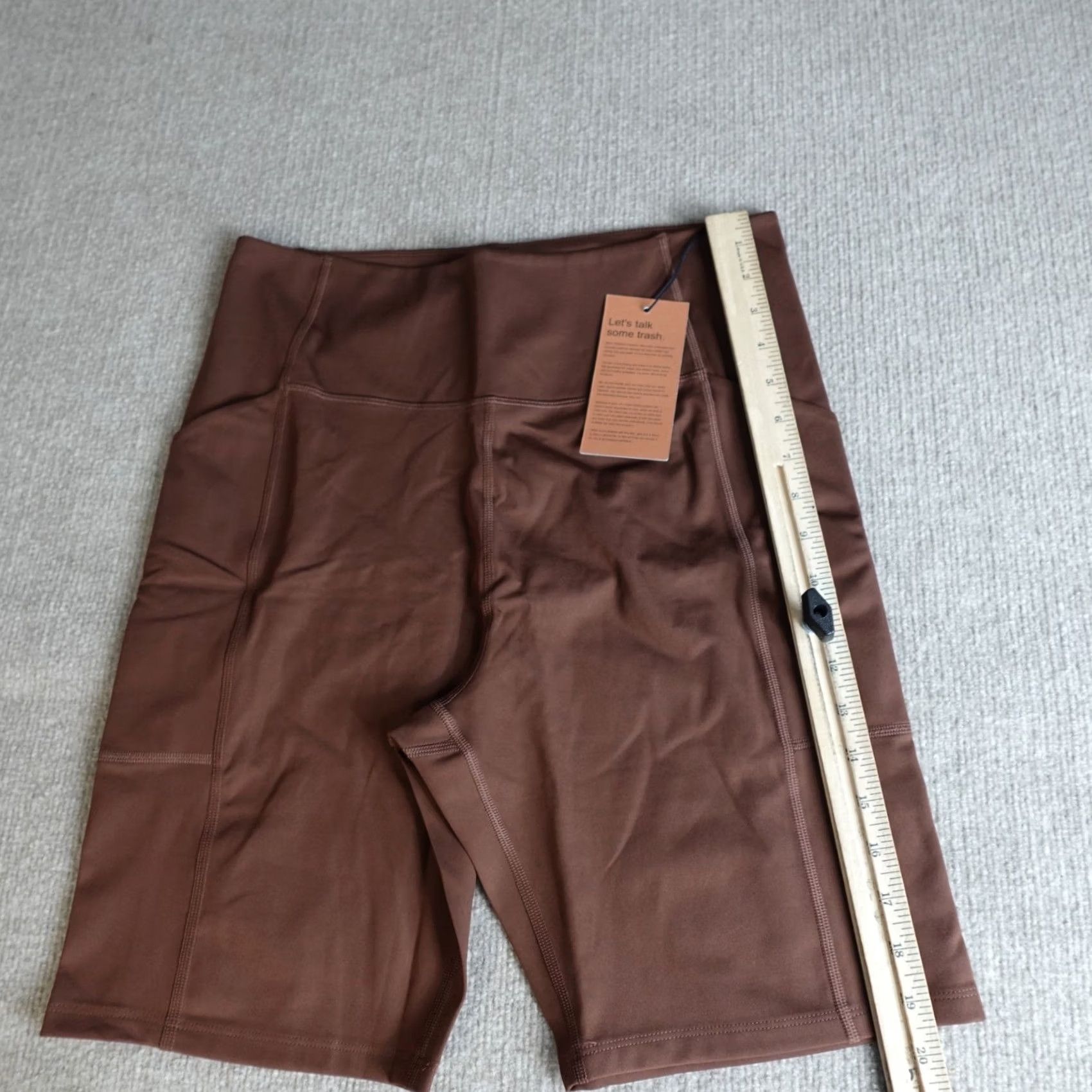 Girlfriend Collective VINTAGE Girlfriend Collective Womens Shorts 2XL Brown Solid Bike High Rise NEW Size 40" / US 18 - 2 Thumbnail