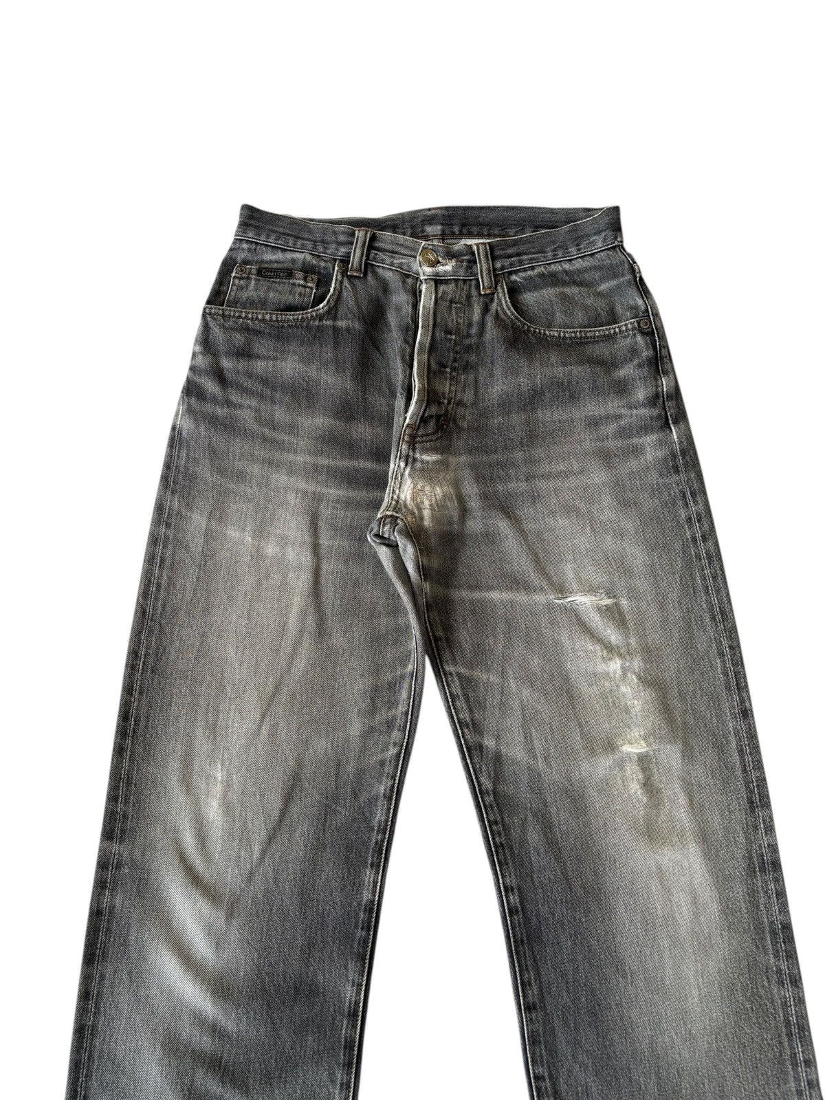 Calvin Klein × Heron Preston 🔥CALVIN KLEIN SELVEDGE FADED BLACK WIDE BAGGY JEANS DISTRESS Size US 30 / EU 46 - 8 Thumbnail