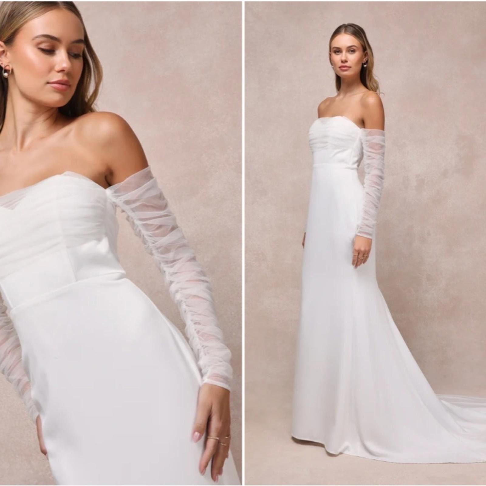 Lulus LULU's Elegant Sophisticated Sexy Mesh Bridal Gown Size L / US 10 / IT 46 - 4 Thumbnail