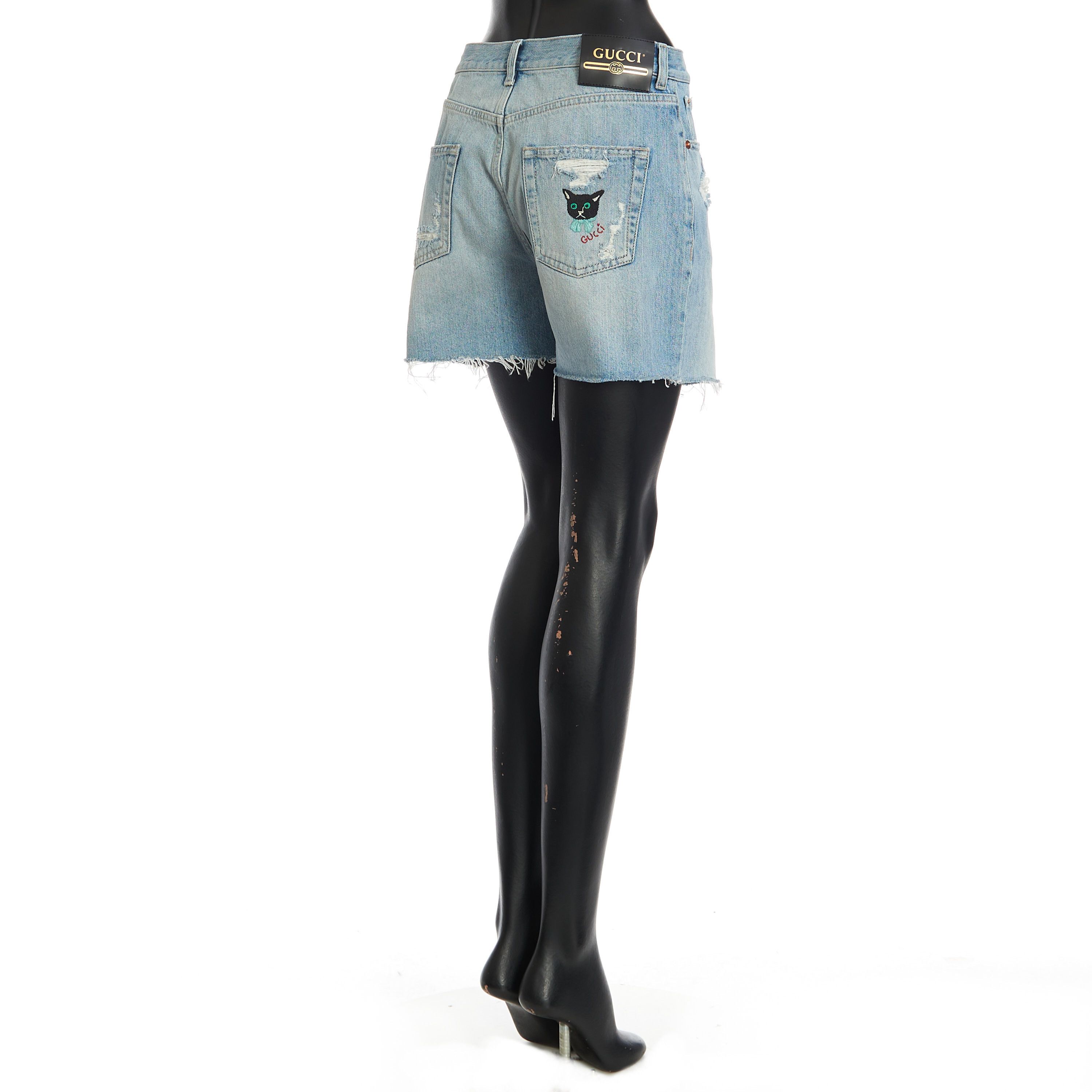 Gucci Denim Shorts With Logo In Blue Cotton Size 29" - 6 Thumbnail