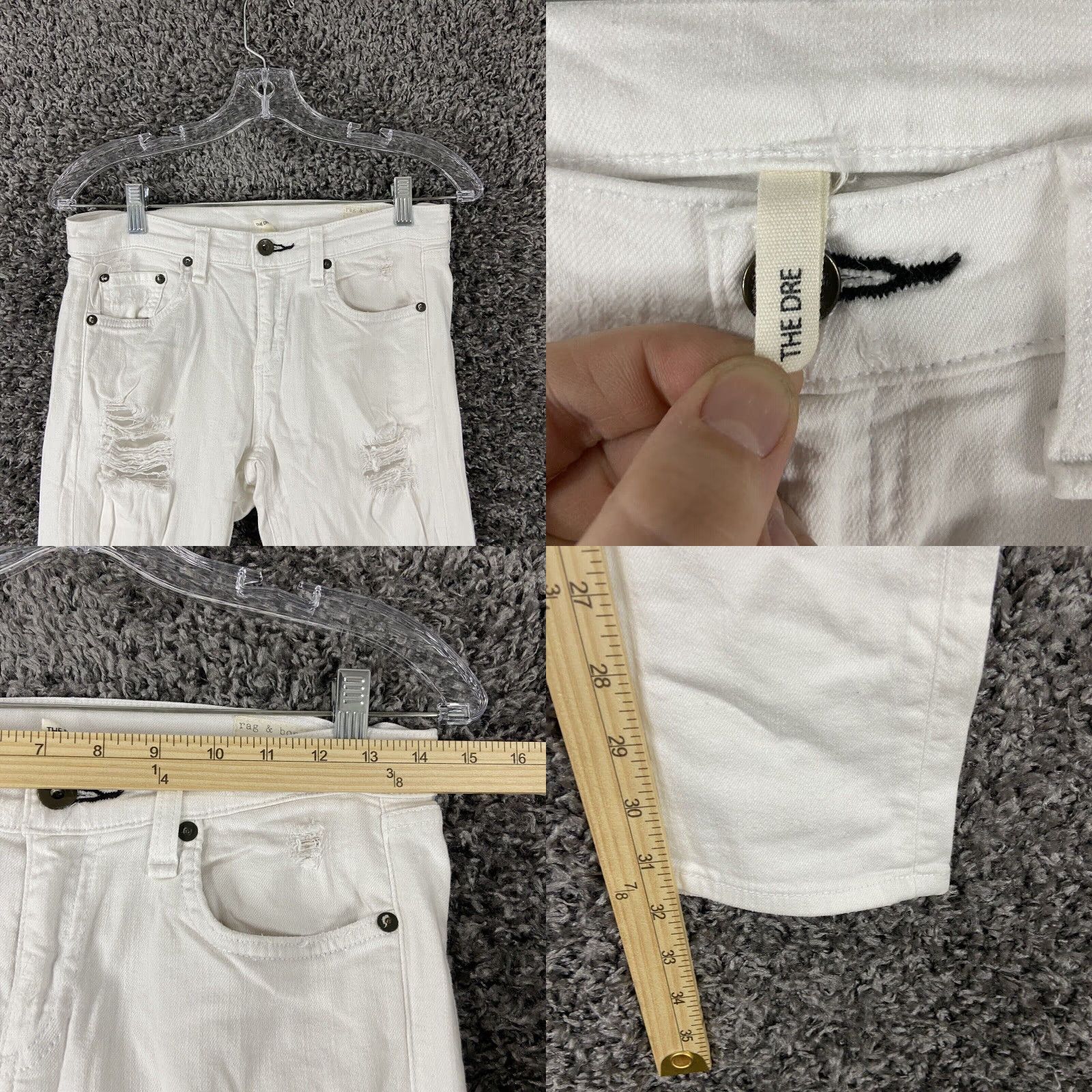 Rag & Bone Rag & Bone Women's White Skinny Distressed Jeans Size 26 Size 26" / US 2 / IT 38 - 8 Thumbnail