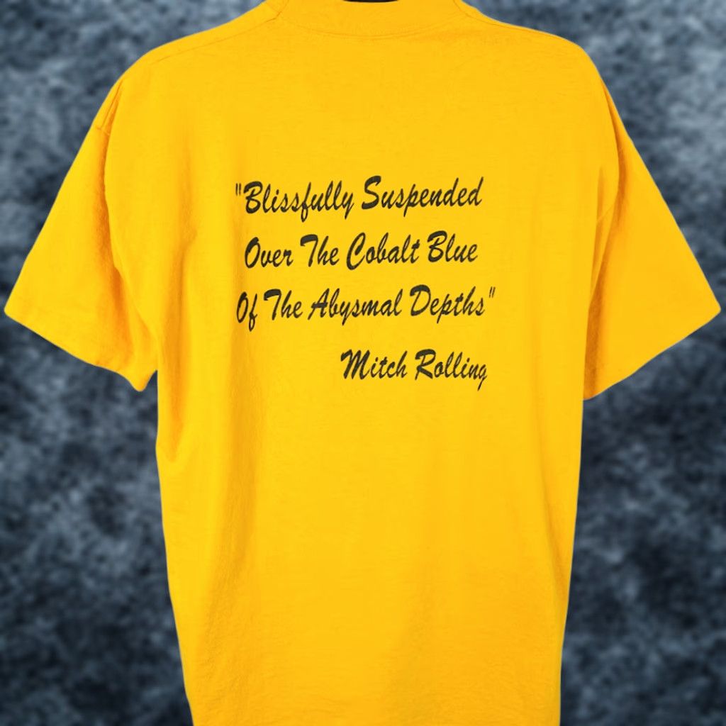 Fruit Of The Loom VINTAGE Grand Turk Diving T Shirt Mens XL 90s Undertoad Made In USA Yellow Cotton Blend Short Sleeve Crew Neck Size US L / EU 52-54 / 3 - 1 Thumbnail