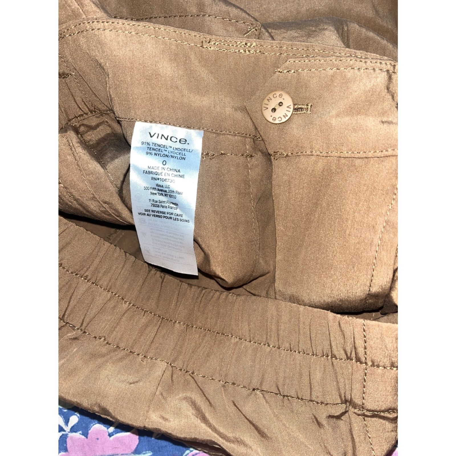 Vince Vince Womens Cargo Pants Size 0 Brown Lyocell Elastic Waist Straight Leg Casual Bohemian Size 25" / US 0 / IT 36 - 5 Thumbnail