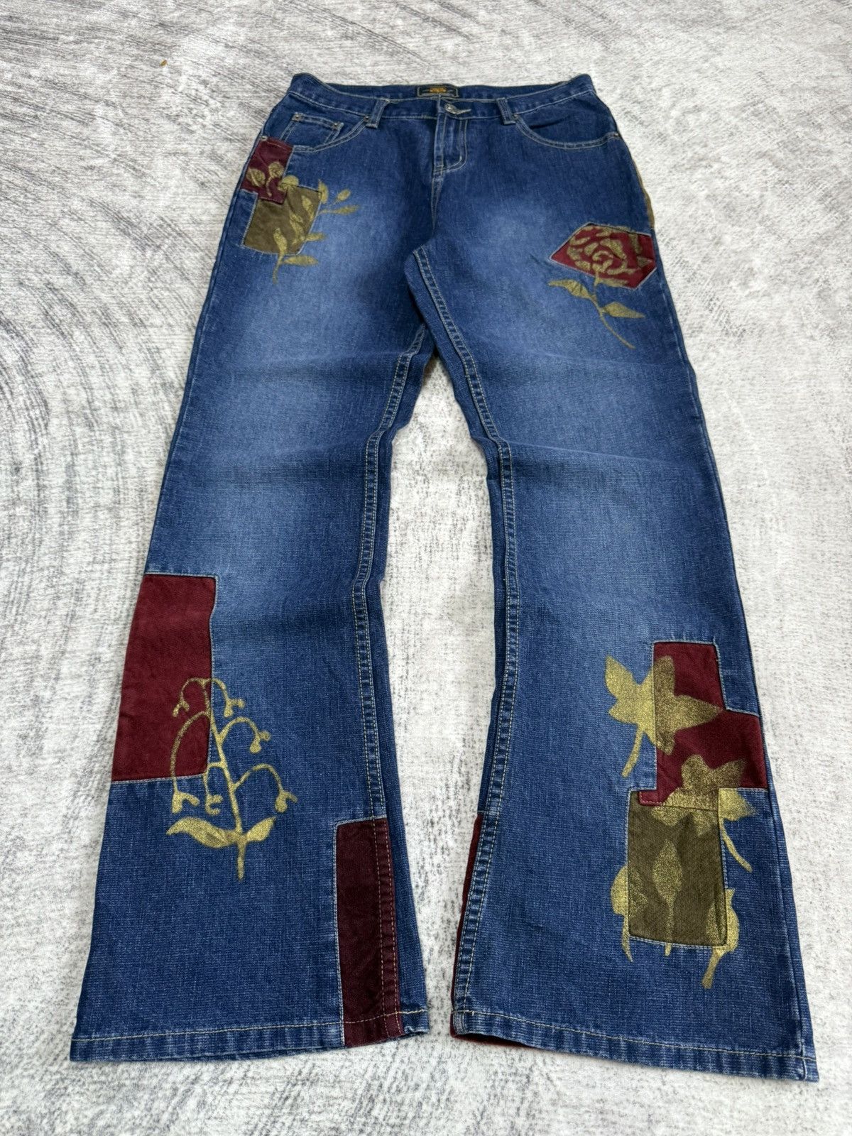 Japanese Brand × Tornado Mart Tornado Mart Style Patch Work Flared Jeans Route 66 Size US 28 / EU 44 - 1 Thumbnail