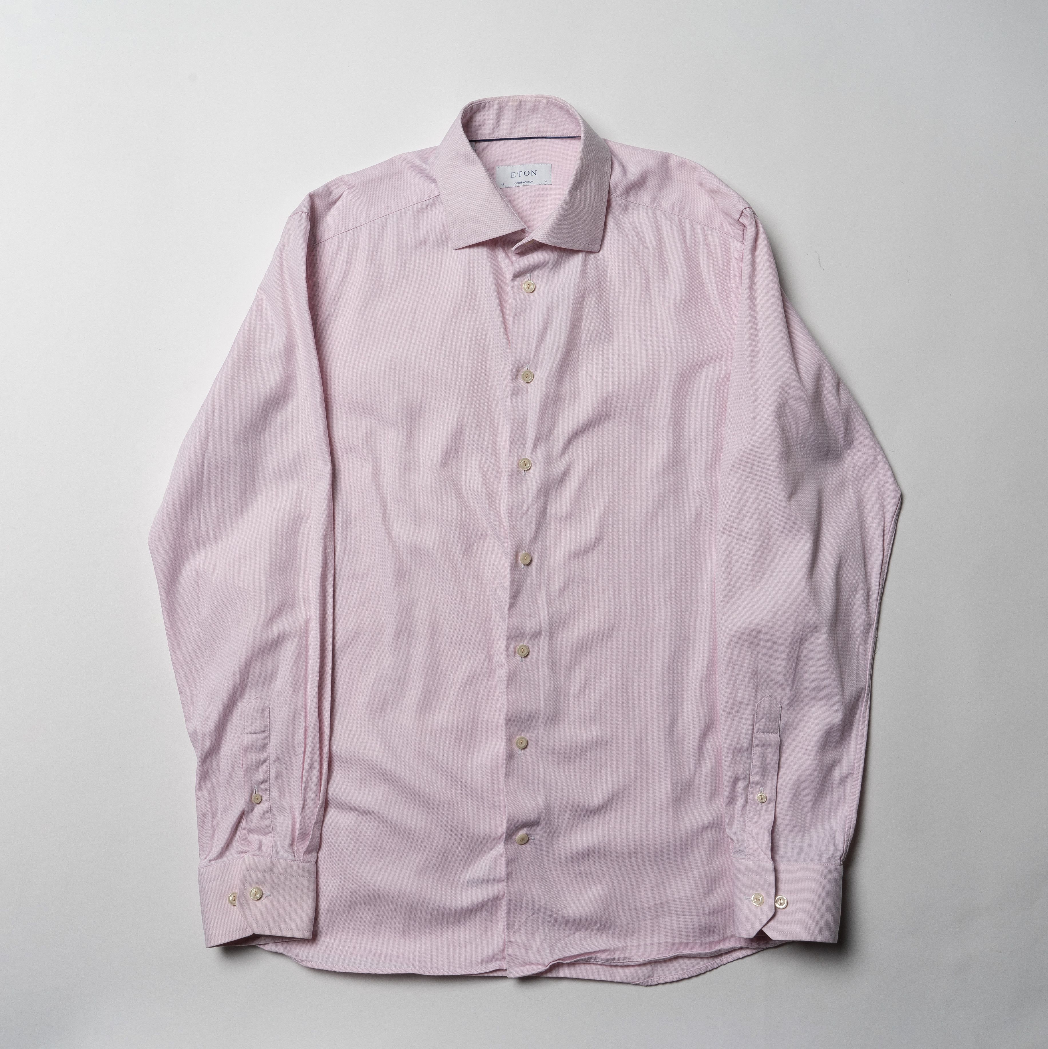Eton 🔵ETON Contemporary Pink Cotton Button Up Shirt Size US L / EU 52-54 / 3 - 2 Thumbnail