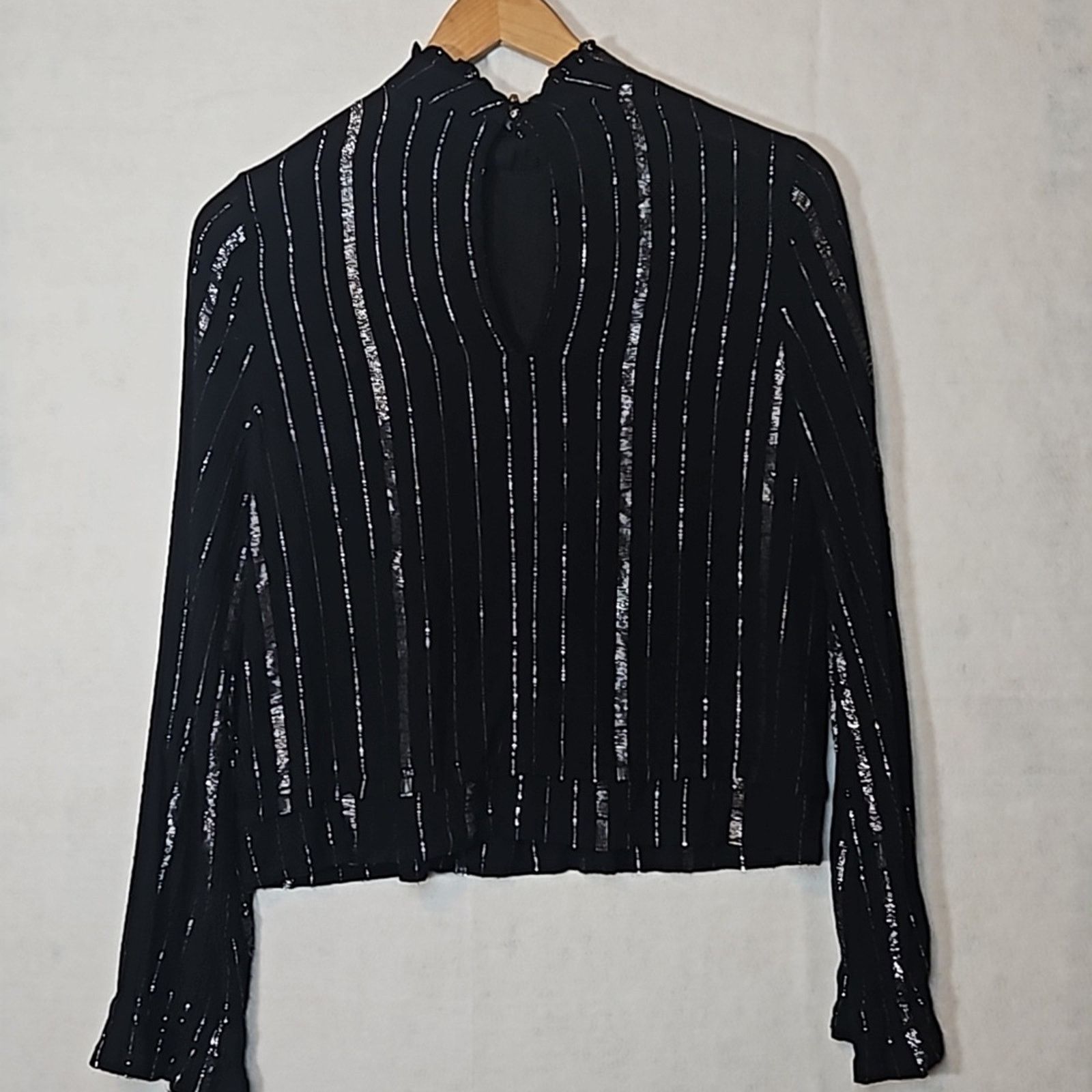 Abercrombie & Fitch Abercrombie & Fitch Black and Silver Mockneck blouse Size S / US 4 / IT 40 - 8 Thumbnail