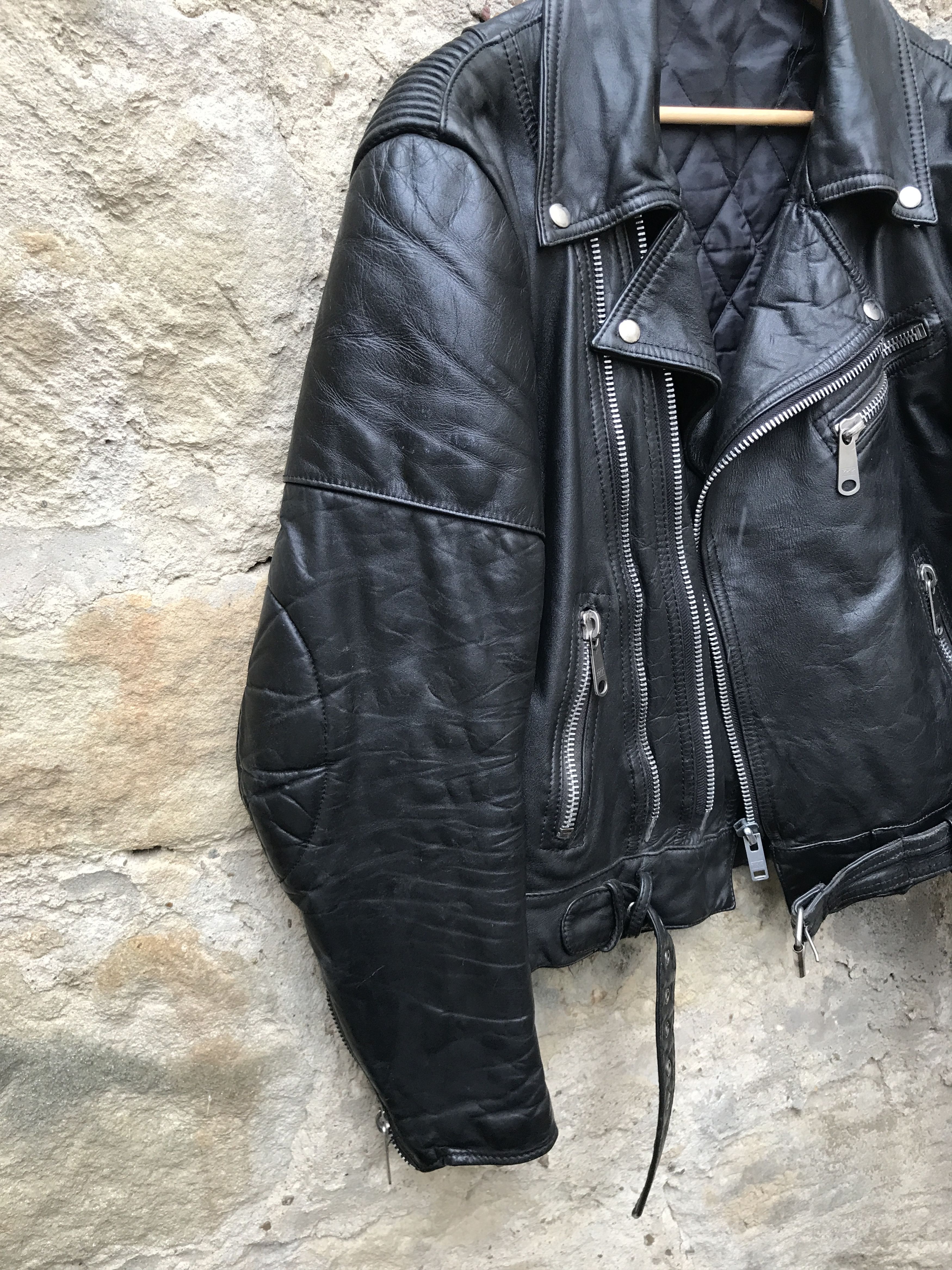 Vintage Rare Vintage 70s Sporty fit Twin Track Leather Biker Jacket Size US L / EU 52-54 / 3 - 5 Thumbnail