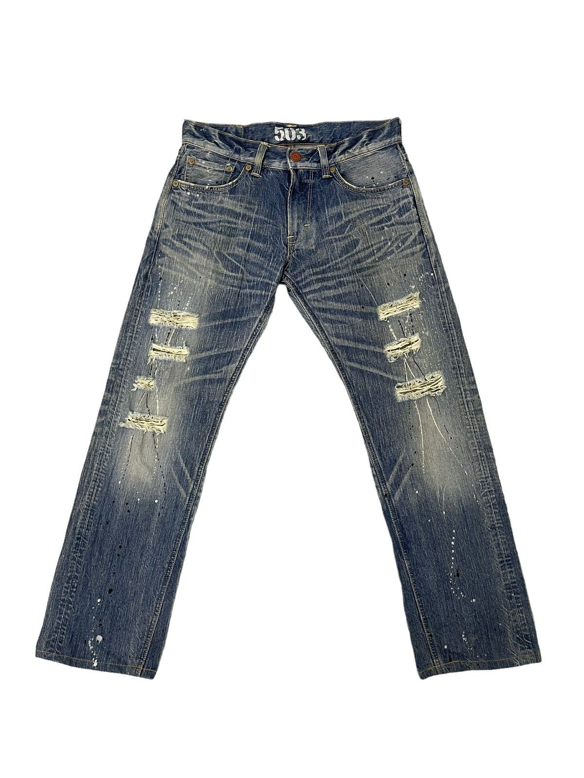 Edwin Distress Jeans Edwin 503 Faded Paint Splash Regular 7🟦5 Size US 34 / EU 50 - 1 Thumbnail