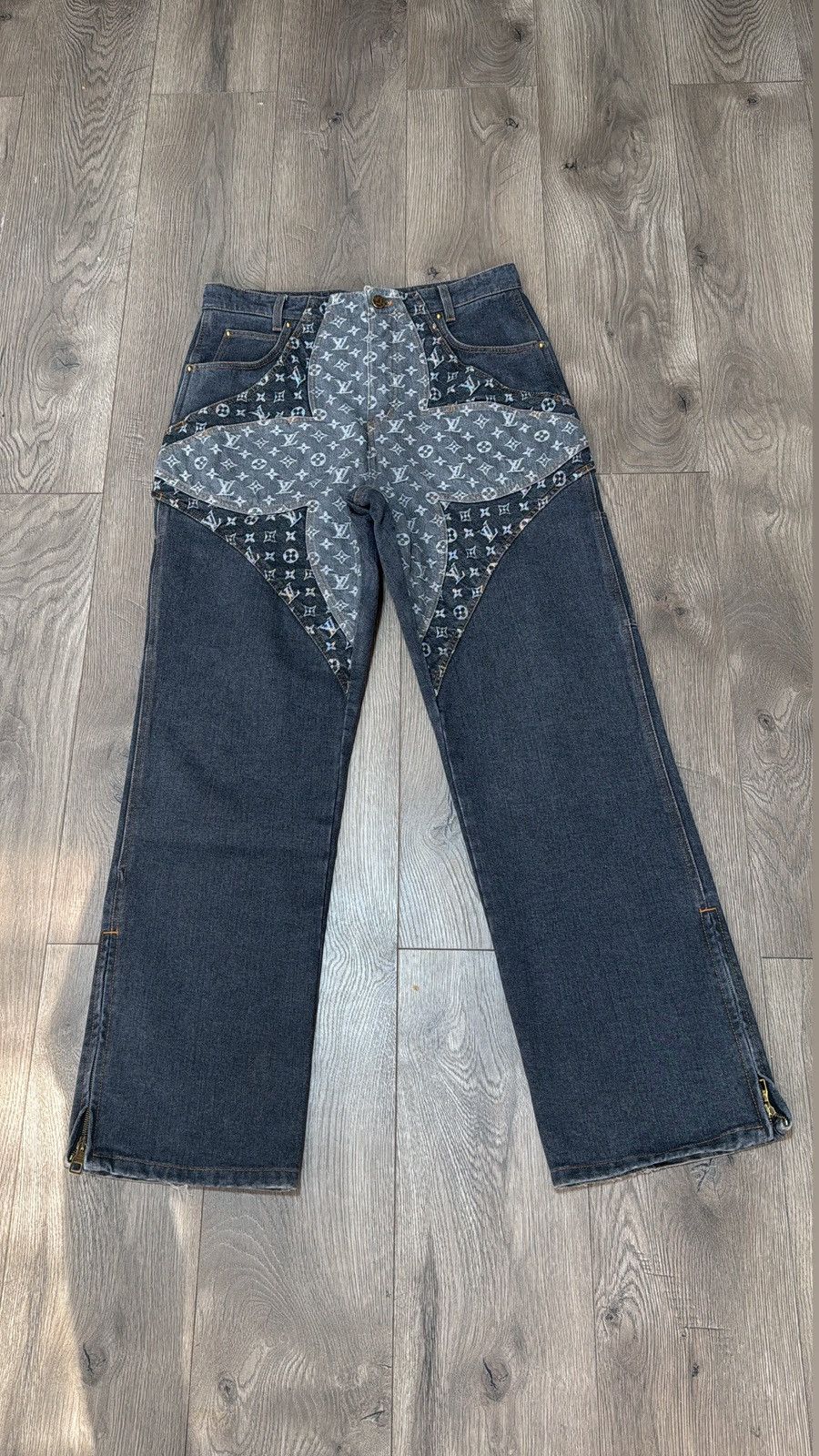 Louis Vuitton Louis Vuitton Monogram Panel Zip Denim Jeans Size 32 Size US 32 / EU 48 - 1 Thumbnail