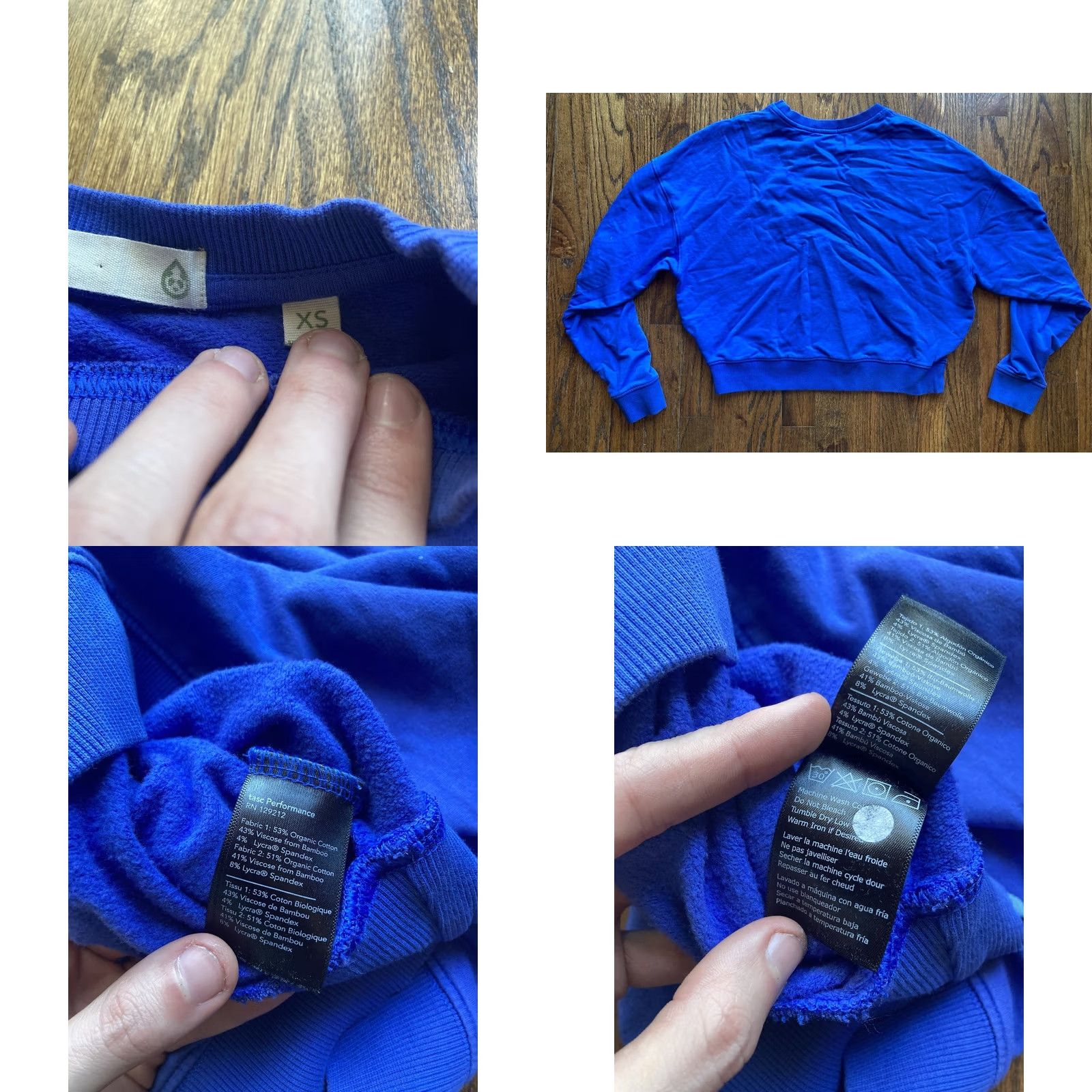 Vintage Tasc Sweatshirt Womens XS Blue Bamboo Blend Crewneck Open Bottom Pullover Casual Casual Workwear Size XS / US 0-2 / IT 36-38 - 8 Thumbnail