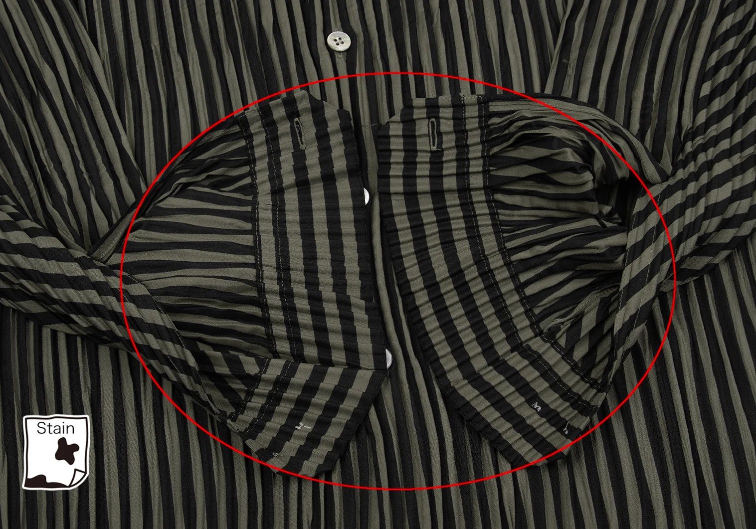 Issey Miyake Pleated Stripe Band Collar Shirt in Black Khaki M Size US M / EU 48-50 / 2 - 10 Thumbnail
