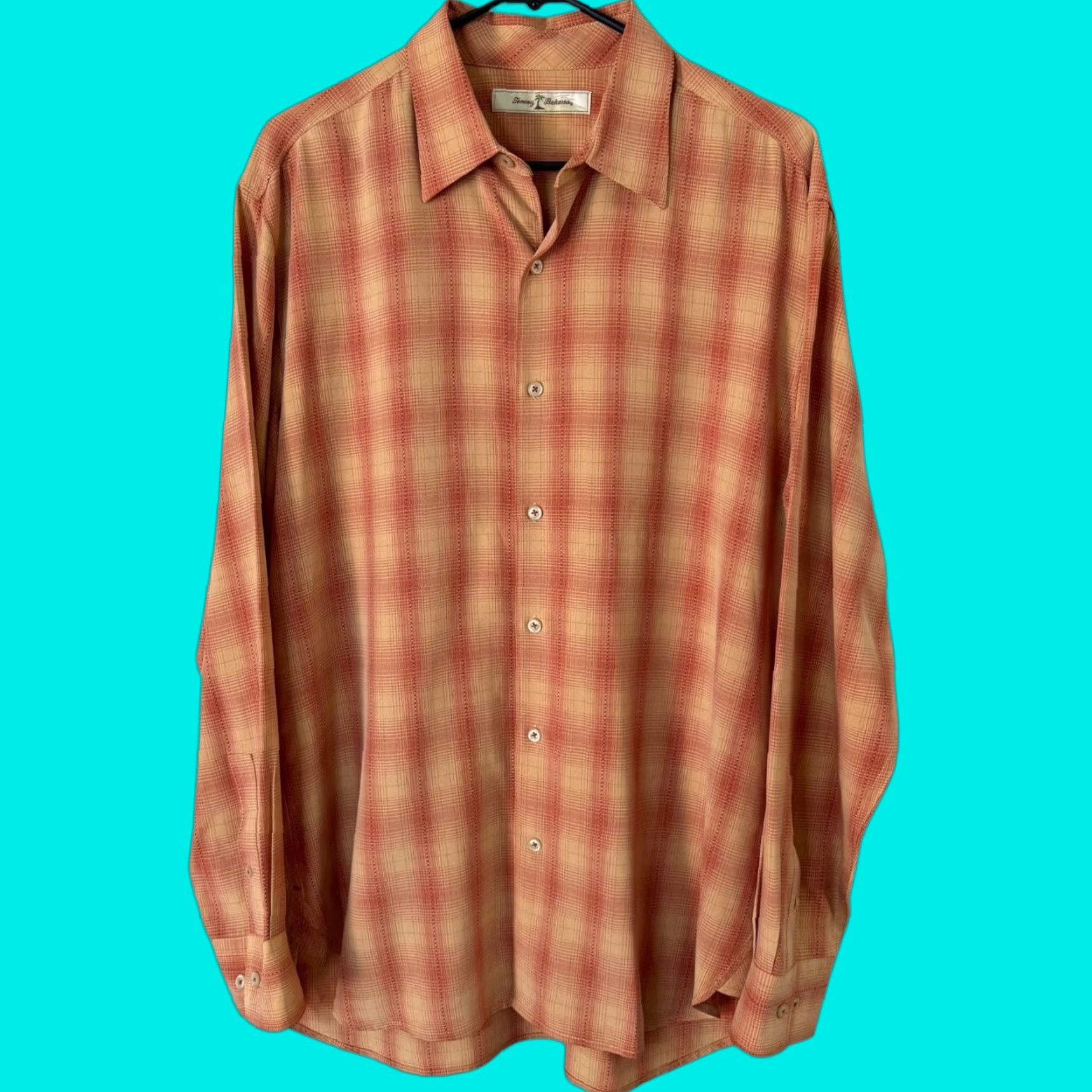 Tommy Bahama Tommy Bahama Plaid Shirt Button-Down Long Sleeve Orange Men's Medium Lyocell Tencel Beach Preppy Classic Mens Size US M / EU 48-50 / 2 - 1 Thumbnail