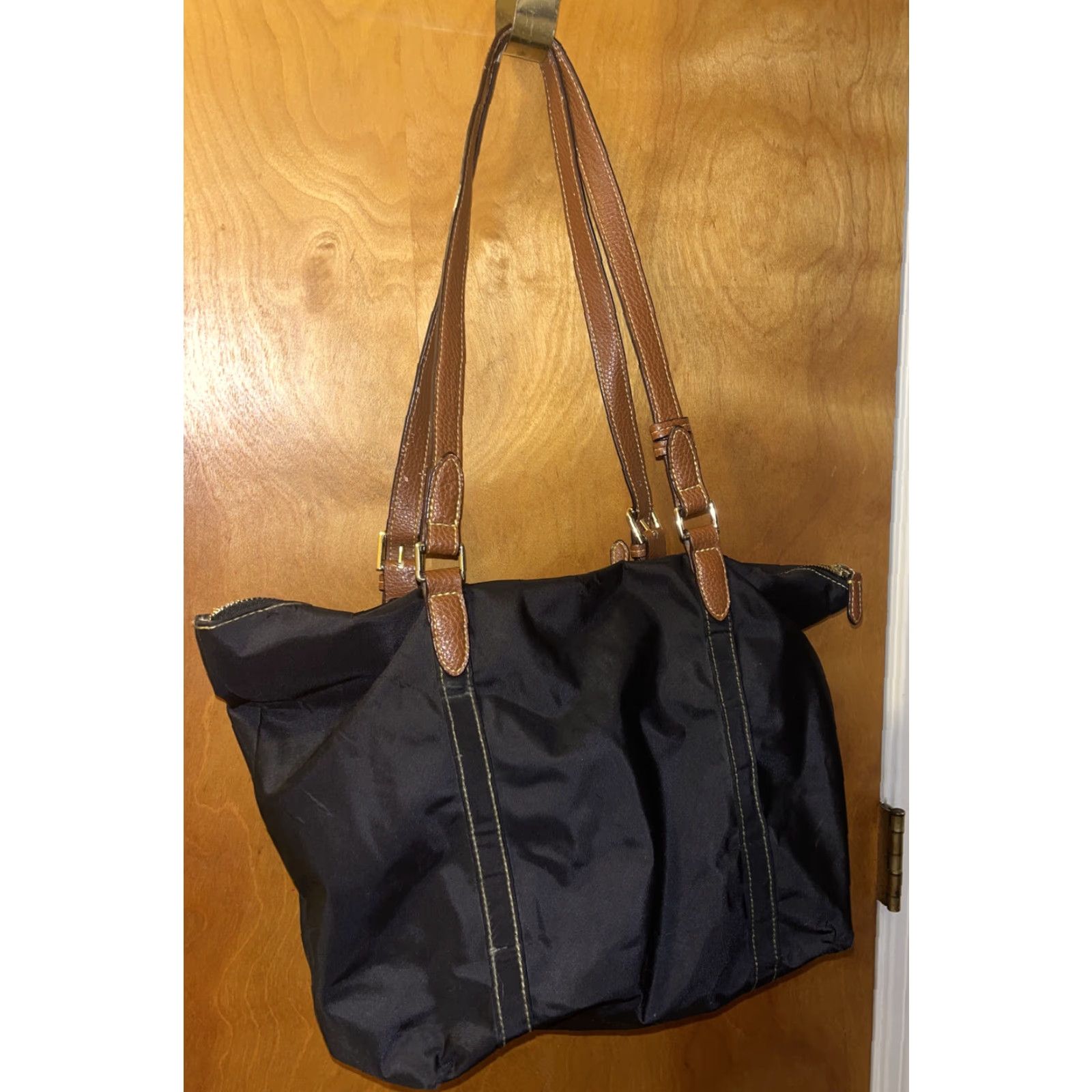 Ralph Lauren VINTAGE Ralph Lauren Tote Bag Women Medium Black Nylon Shoulder Strap 90s Fashion Size ONE SIZE - 4 Thumbnail