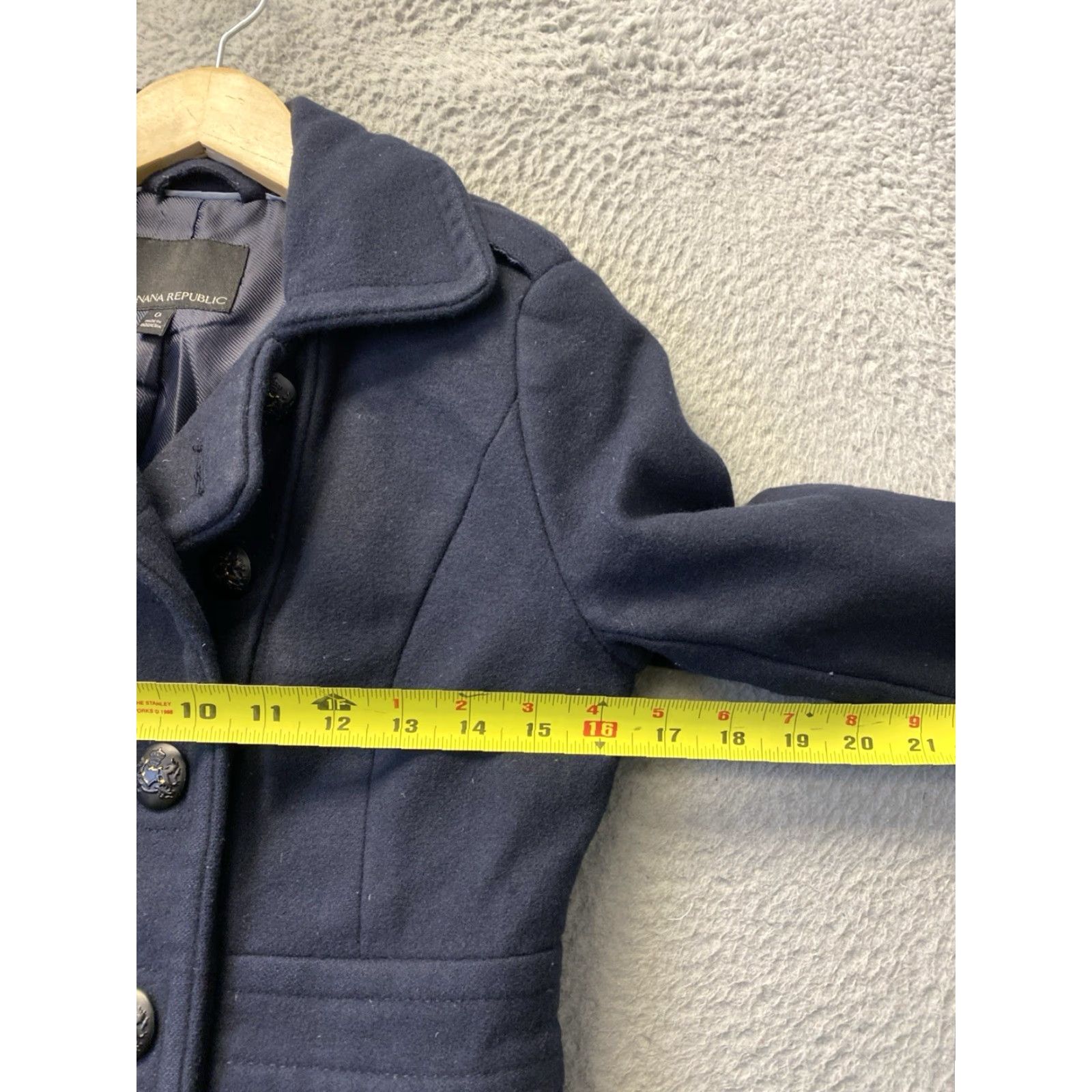 Banana Republic Banana Republic Italian Melton Military Coat Women’s Size 0 Navy Blue Trench Coat Button Closure Casual Winter Fall Wool Blend Double Cloth Size XS / US 0-2 / IT 36-38 - 6 Thumbnail