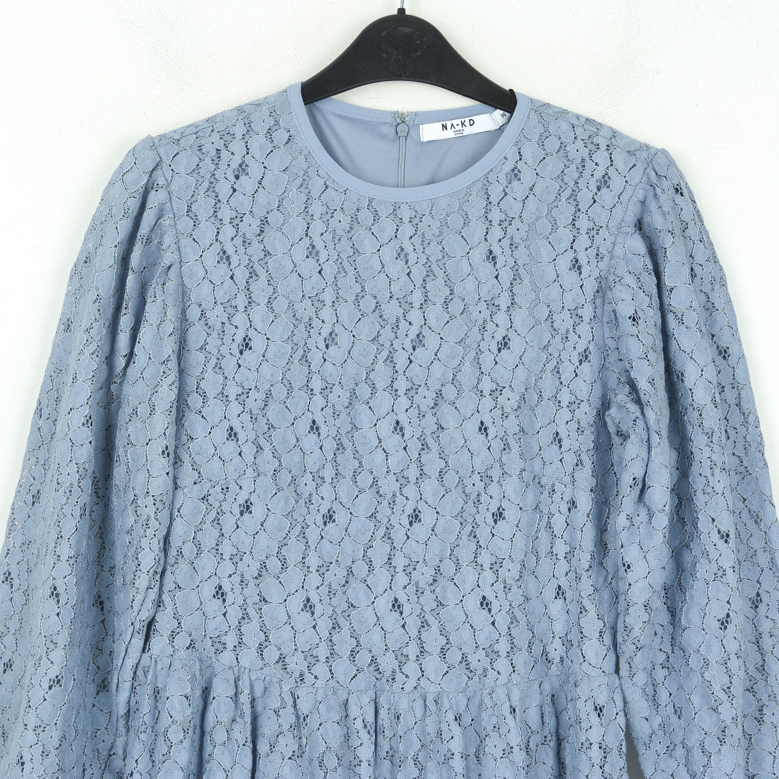 Designer NA-KD Lace Puff Sleeve Dress Midi 3/4 Sleeve Below The Knee Size S / US 4 / IT 40 - 3 Thumbnail