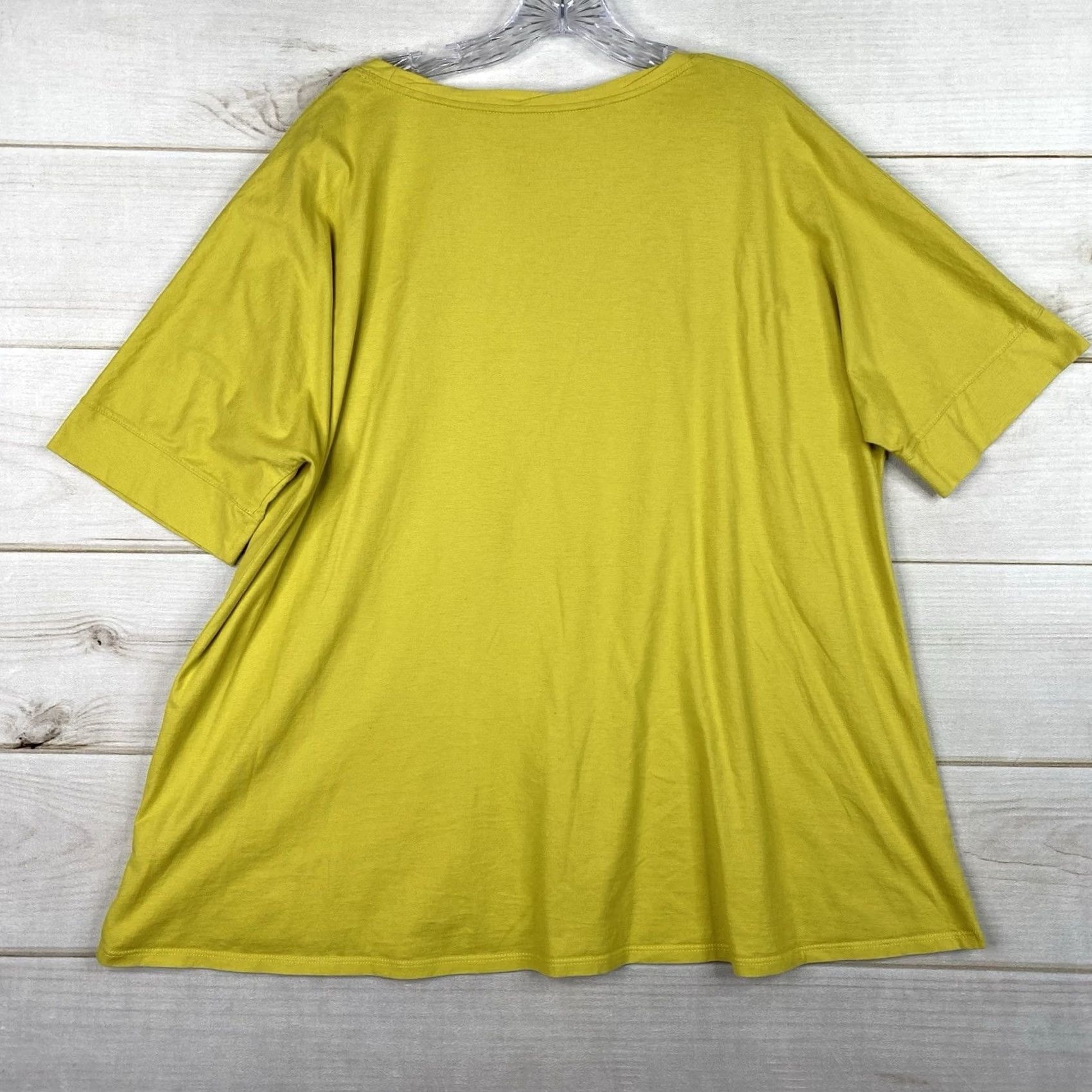 J. Jill J. Jill Top Womens 2X Tee Cotton Short Sleeve V-Neck Yellow Greenish Twisted Trim Pima Knit Casual Shirt Boys Girls Mens Womens Size XXL / US 16-18 / IT 52-54 - 8 Thumbnail